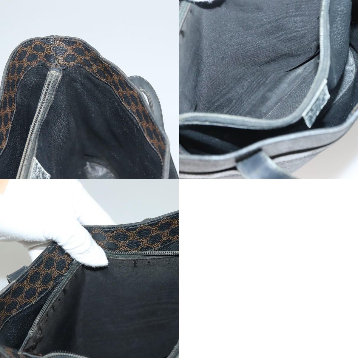 Celine CELINE Macadam Canvas Hand Bag Pvc Leather Black Gold Size ONE SIZE - 13 Thumbnail