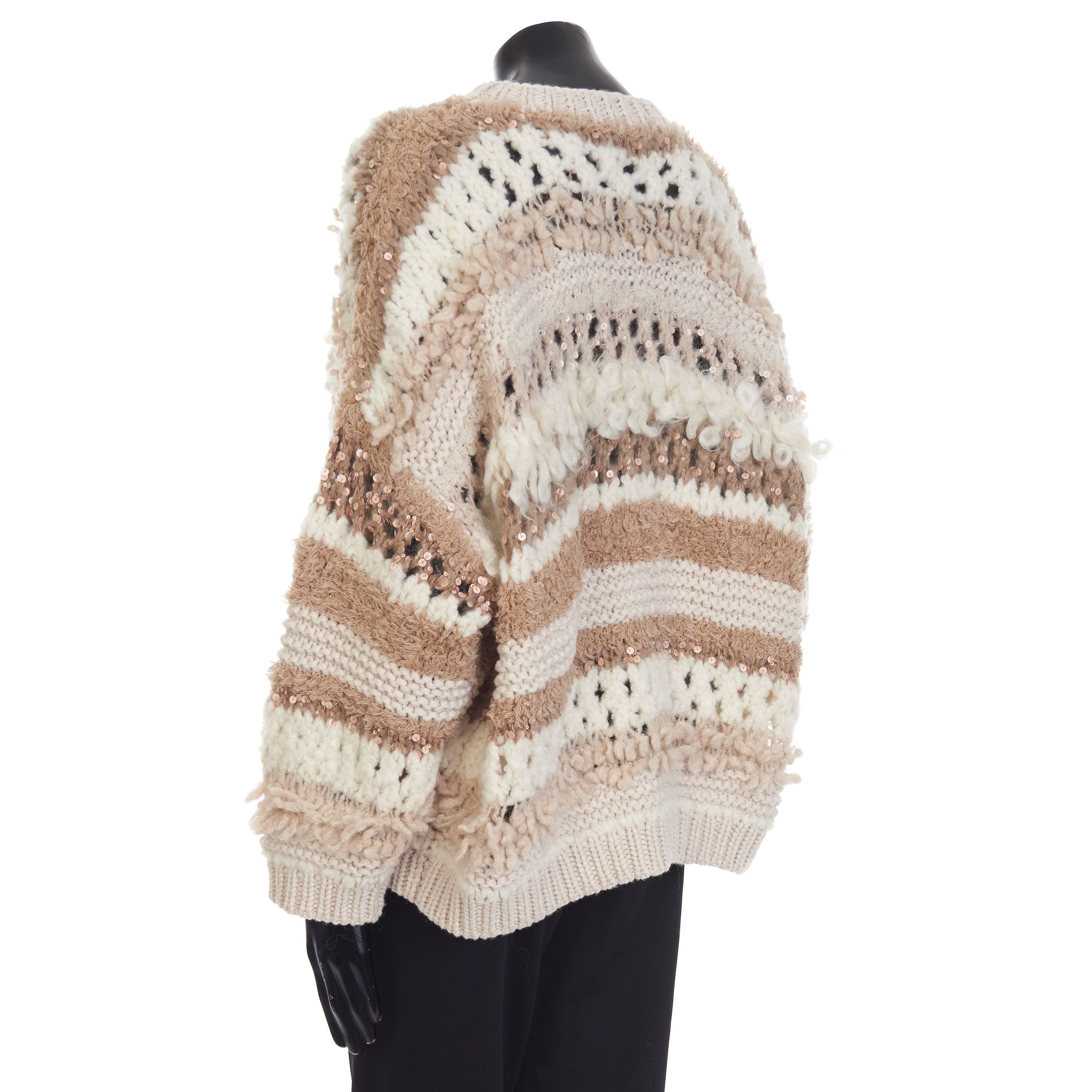 Brunello Cucinelli Sequined Cashmere Crewneck Sweater - Opera Knit, Textured Size L / US 10 / IT 46 - 4 Thumbnail