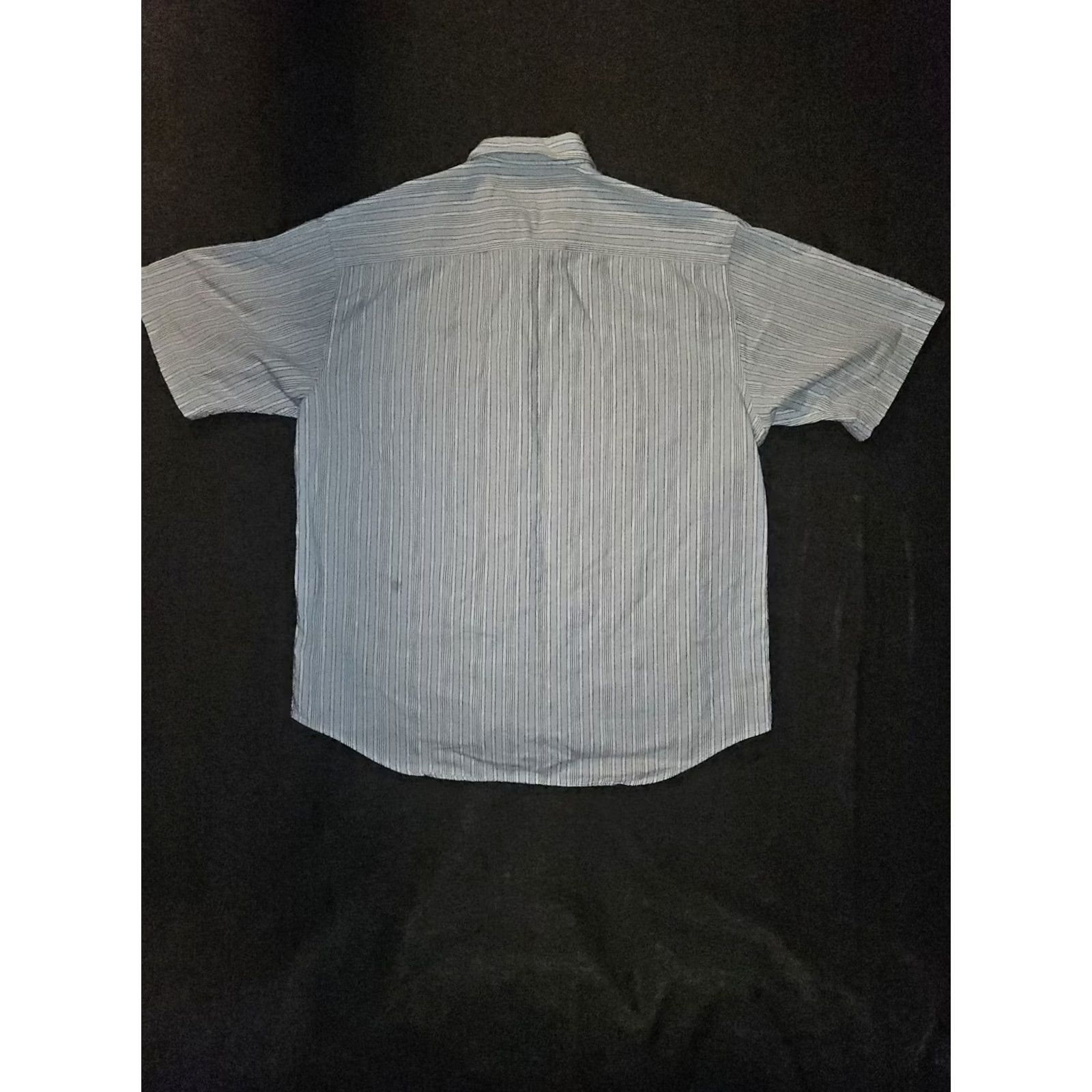 Levi's VINTAGE Levi's Diamond Label Button Up Shirt Men Large Striped 90's Blue Cotton Short Sleeve Button-Up Mens Size US L / EU 52-54 / 3 - 6 Thumbnail