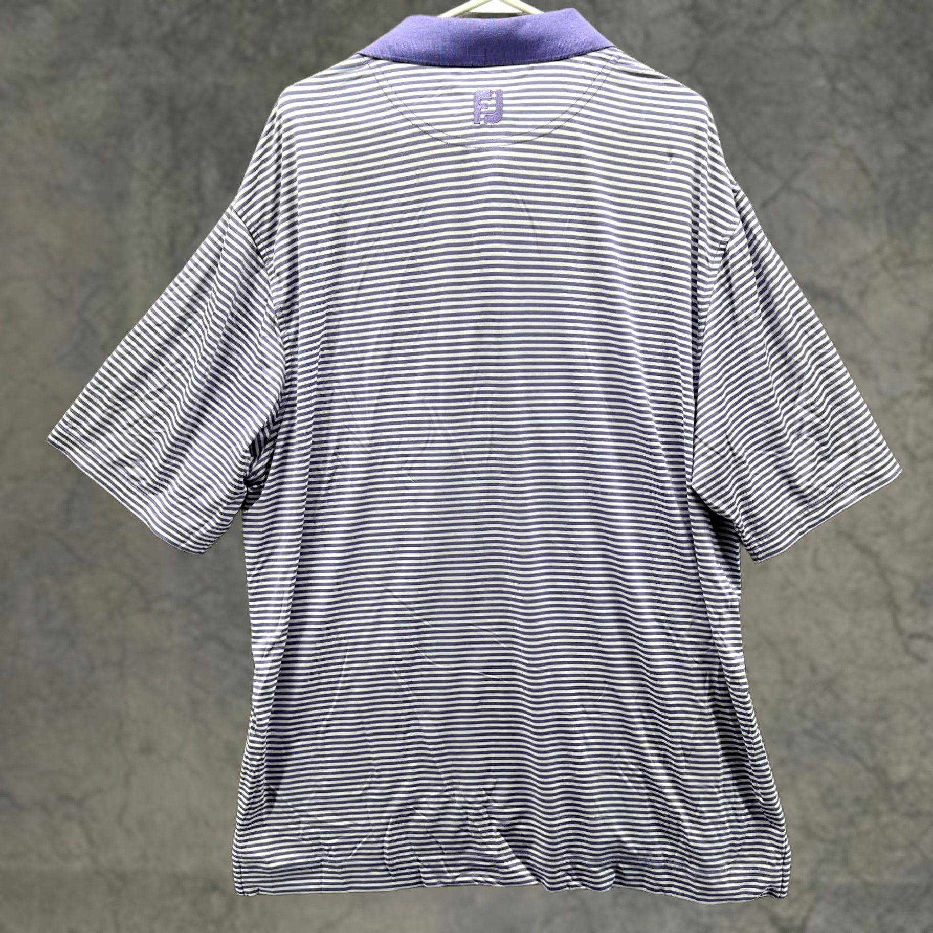 Footjoy FootJoy Polo Shirt Men XL Purple White Striped Polyester Golf Adult Size US XL / EU 56 / 4 - 1 Thumbnail