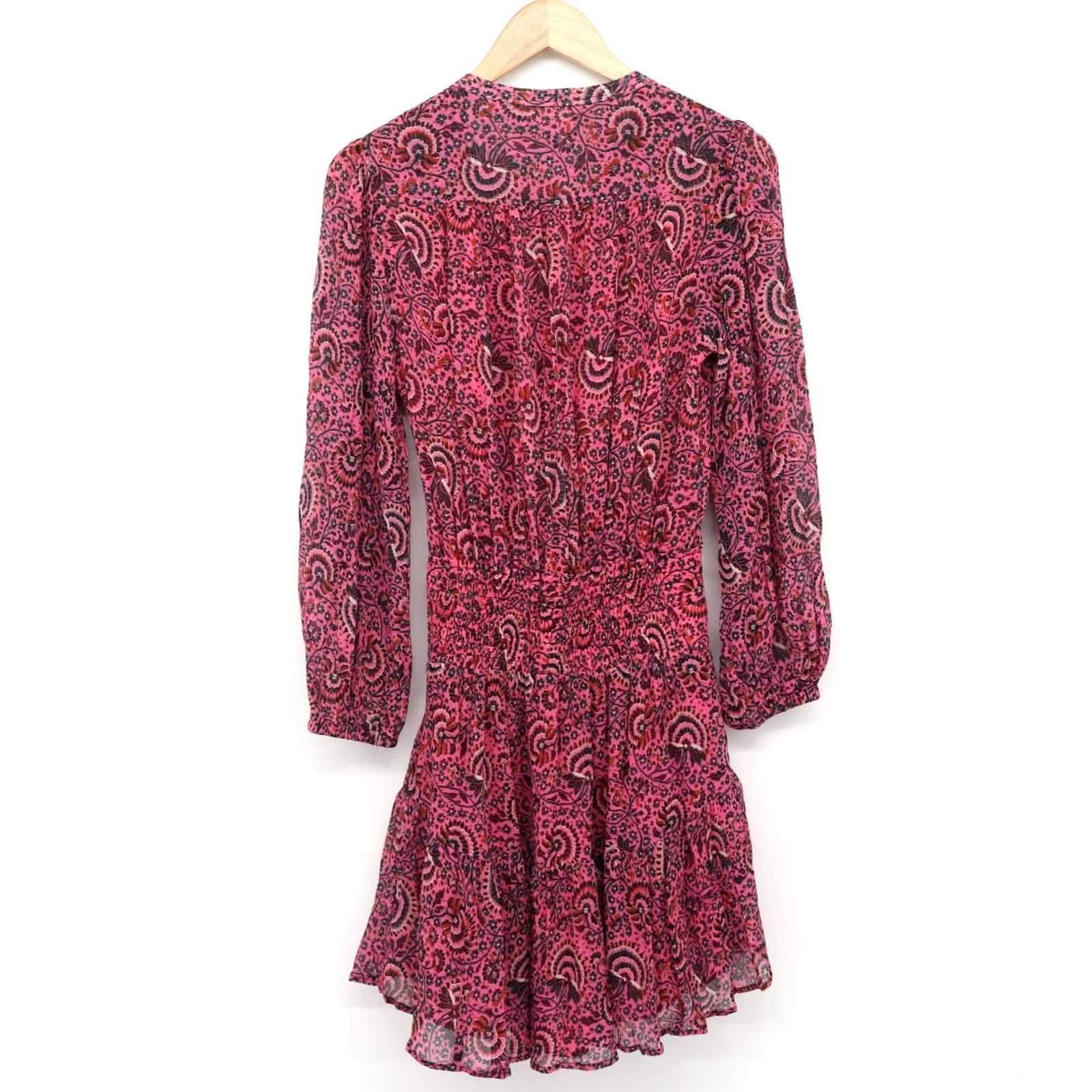 Vintage A.L.C Mini Dress Silk Sari 100% Silk Pink Black Long Sleeve V-Neck Zip Party/Cocktail Casual Sz 4 Womens Size S / US 4 / IT 40 - 2 Thumbnail