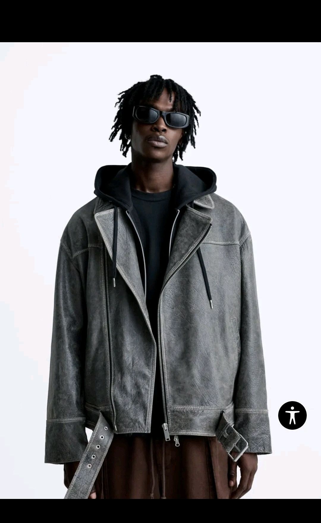 Zara VINTAGE LEATHER JACKET ZARA X RHUIGI LIMITED EDITION