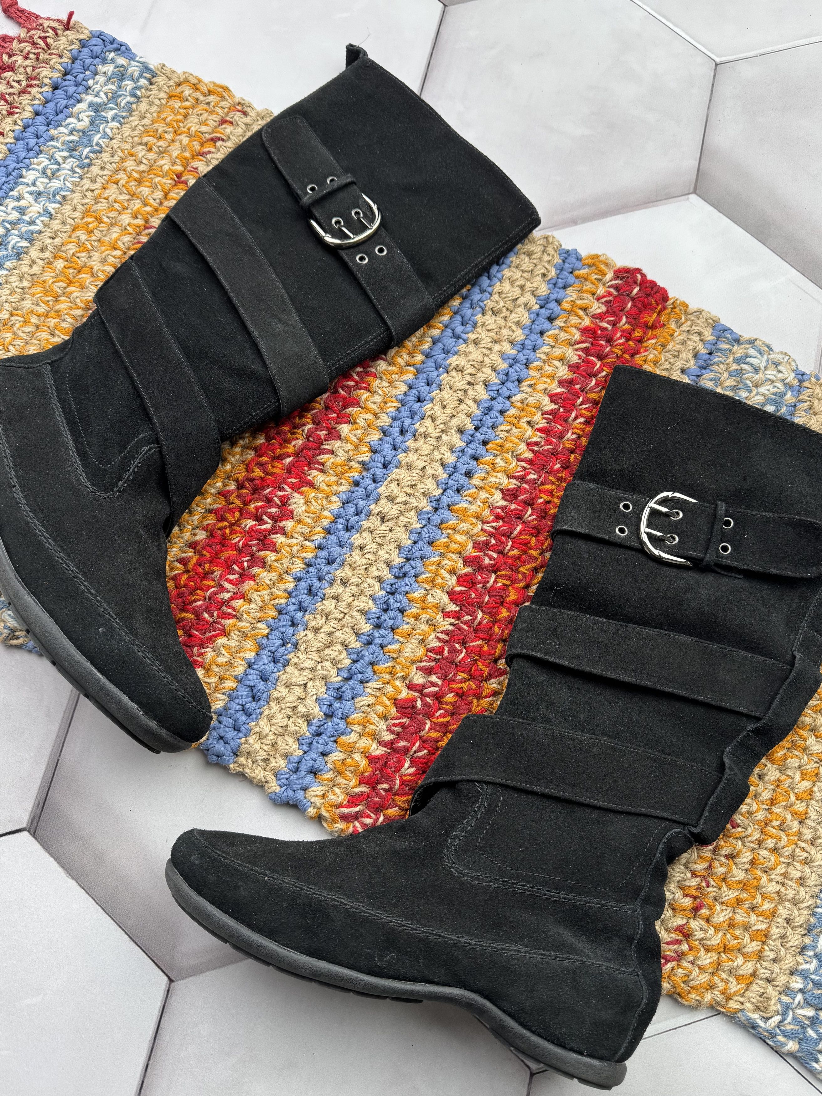 Japanese Brand Vintage Suede Boots With Straps (E4) Size US 7 / IT 37 - 2 Thumbnail