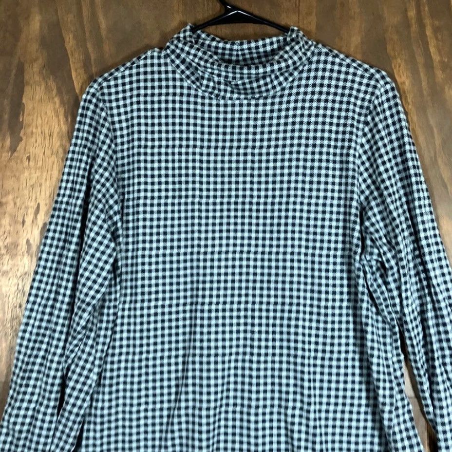 J. Jill J.Jill Women Shirt Plaid Turtleneck Tunic Gray L Stretch Supima Modal Blend Long Sleeve Womens Size L / US 10 / IT 46 - 2 Thumbnail
