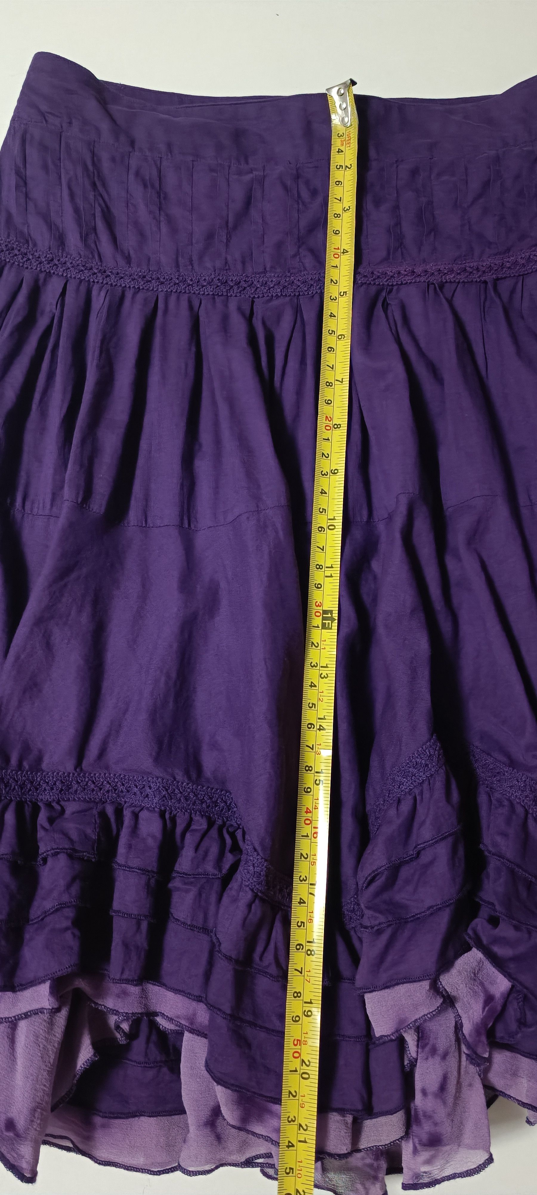 Jean Paul Gaultier Purple cotton skirt with silk ruffles Size 26" / US 2 / IT 38 - 25 Thumbnail