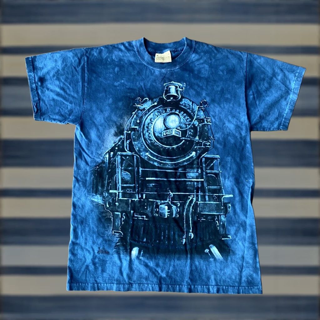 The Mountain VINTAGE The Mountain Railroad Train Ted Blalock Tie Dye T-Shirt M Blue Cotton Logo Crew Neck Short Sleeve Mens 90s Nature Outdoor graphic print Size US M / EU 48-50 / 2 - 1 Thumbnail