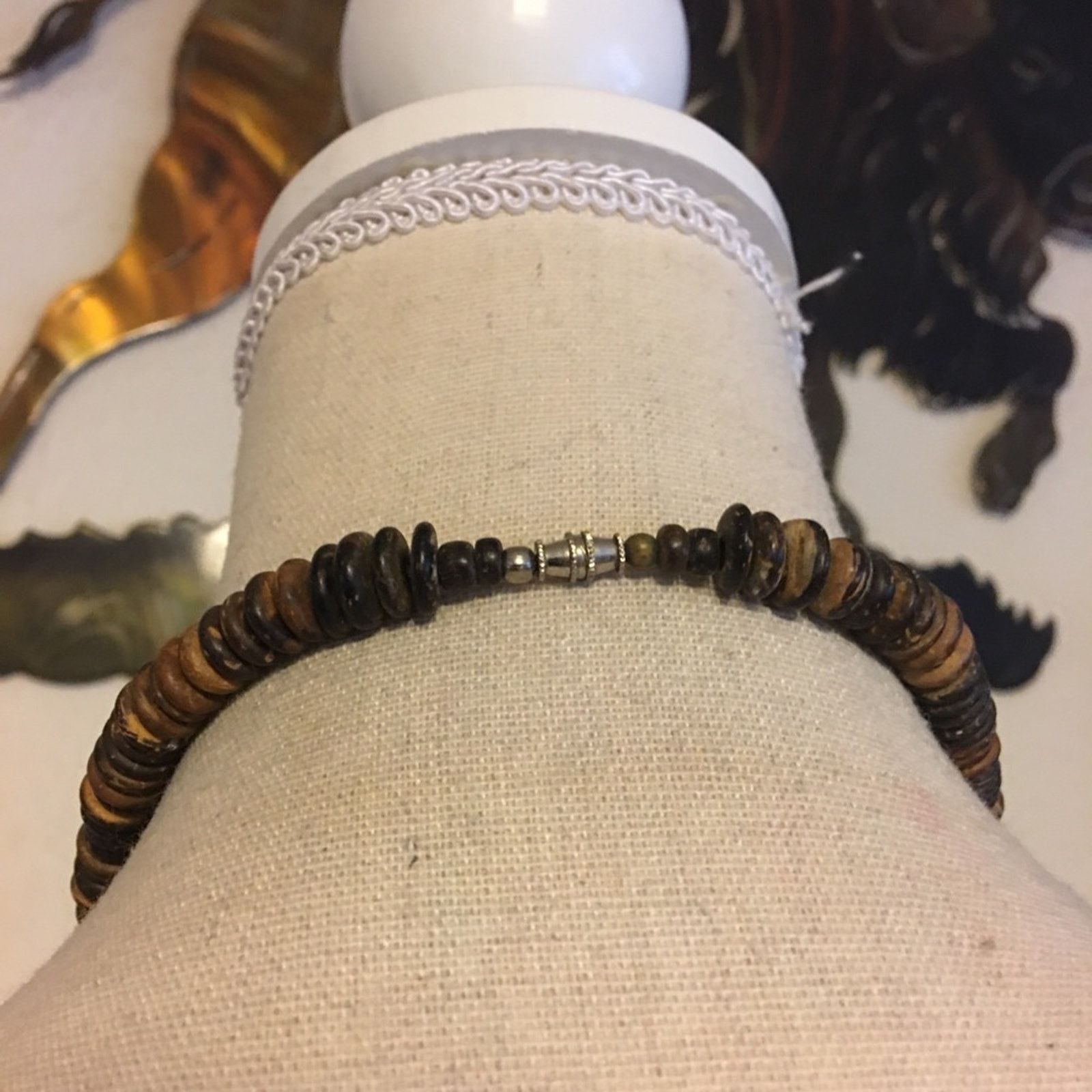 Handmade Vintage handmade carved wood bead necklace Size ONE SIZE - 5 Thumbnail