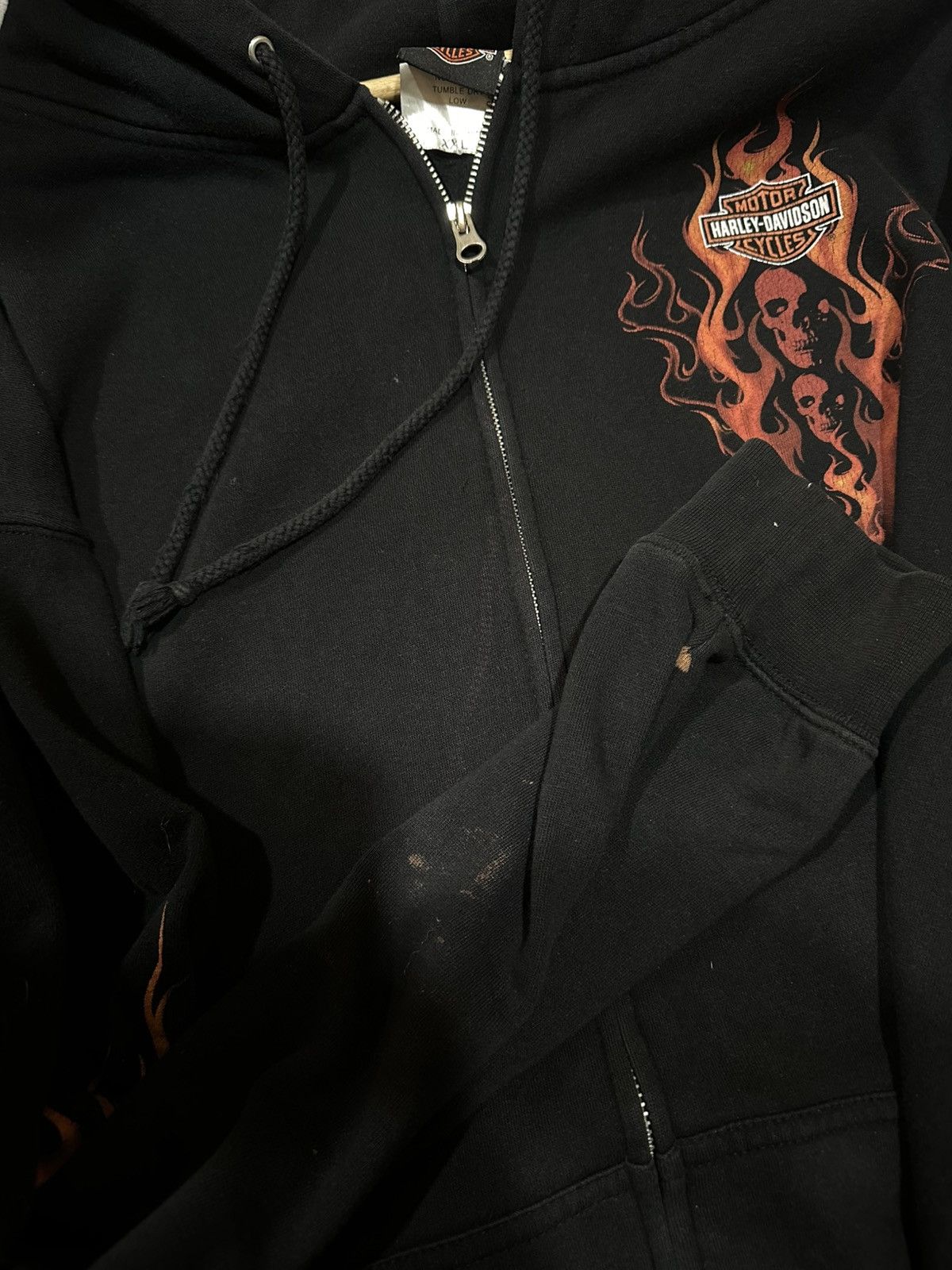 Harley Davidson Rare HARLEY-DAVIDSON FLAME ZIP HOODIE Size US XL / EU 56 / 4 - 8 Thumbnail