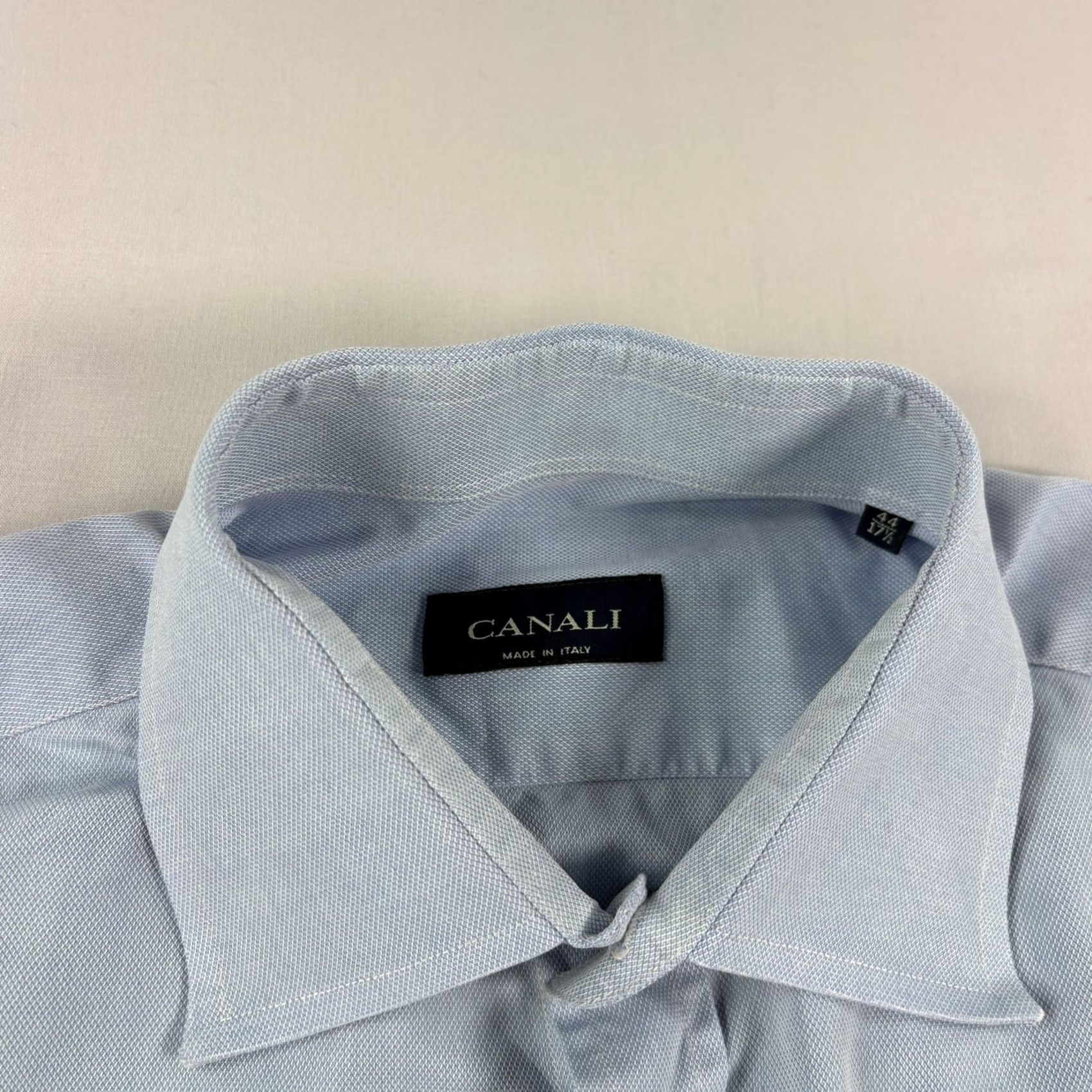 Canali Canali Shirt Mens 44 17.5 Blue Button Up Long Sleeve Formal Casual Italy Made Size 48R - 4 Thumbnail