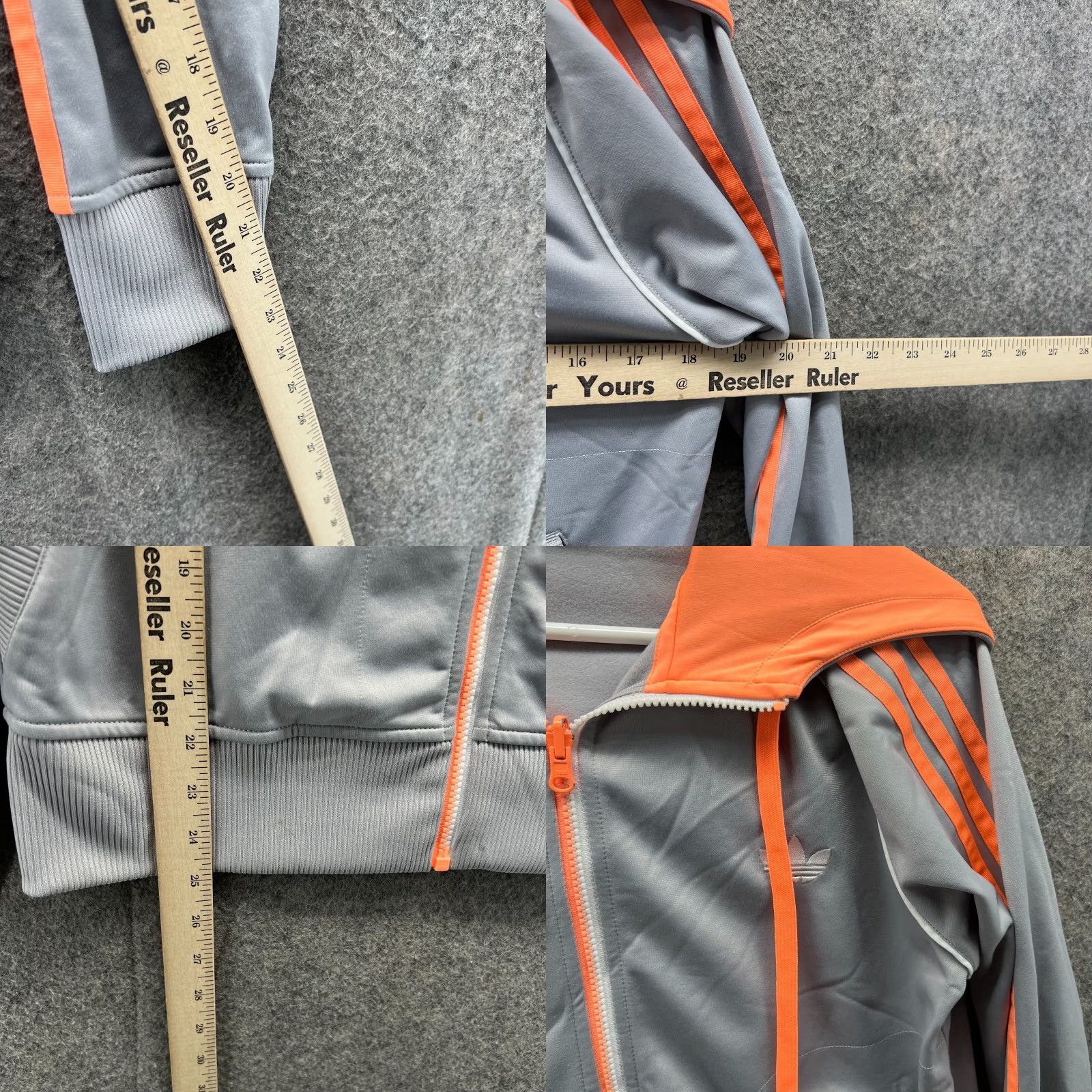 Adidas VINTAGE adidas Jacket Womens Large Gray Orange Full Zip Hooded Track 3 Stripes Womens L Gray Orange Full Zip Hoodie Track Jacket Size L / US 10 / IT 46 - 8 Thumbnail