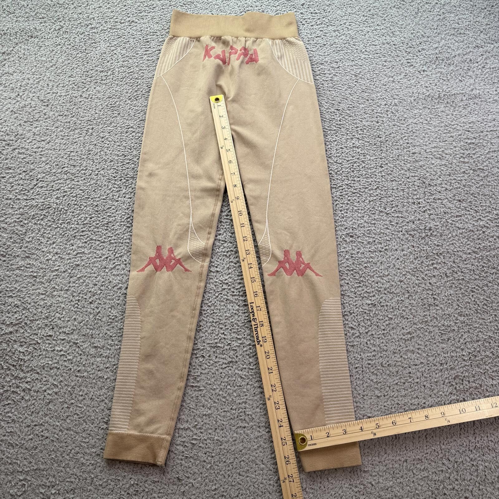 Kappa Kappa Leggings Womens Small-Medium Tan Beige Athletic Y2K Size 28" / US 6 / IT 42 - 4 Thumbnail