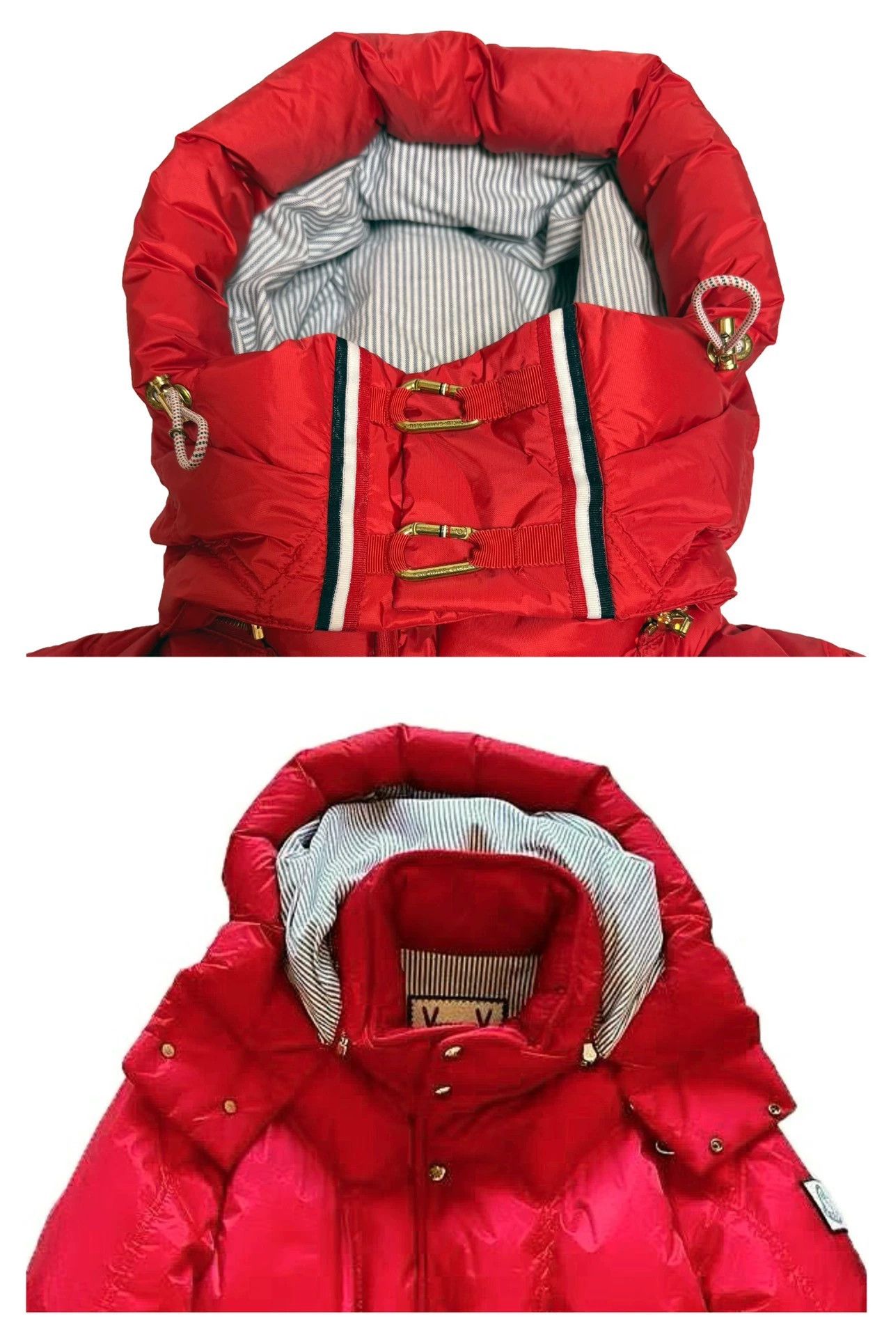 Moncler Moncler Gamme Bleu Red Down Jacket with Gold Stripe Buckle Size US L / EU 52-54 / 3 - 5 Thumbnail