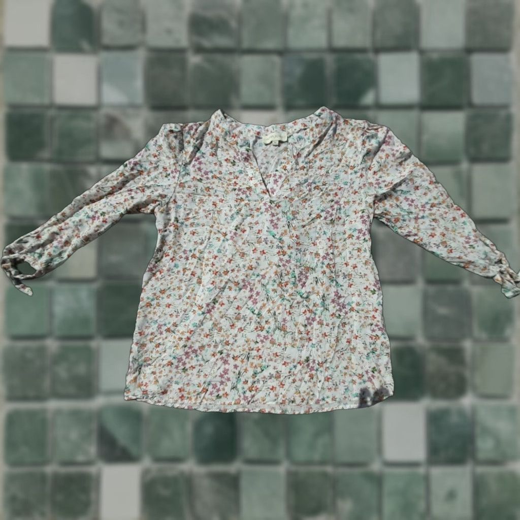 Cynthia Rowley Cynthia Rowley Floral Print Shirt Top M Women's 3/4 Sleeve Multicolor Blouse Size M / US 6-8 / IT 42-44 - 1 Thumbnail