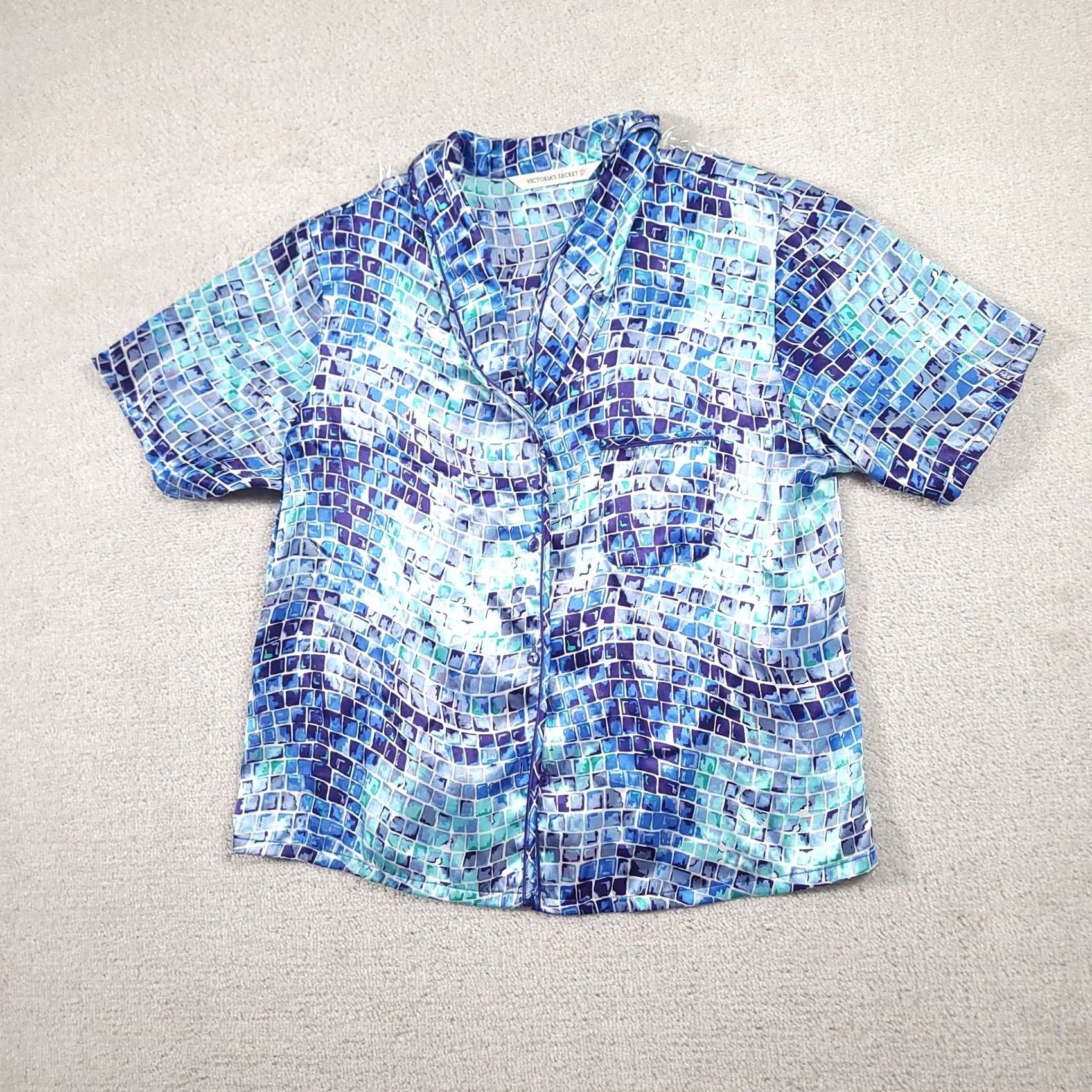 Victoria's Secret Victoria's Secret Satin Sleep Shirt Women’s L Blue Button Front Pajama Top Shirt Womens L Blue Satin Sleep Shirt Size L / US 10 / IT 46 - 2 Thumbnail