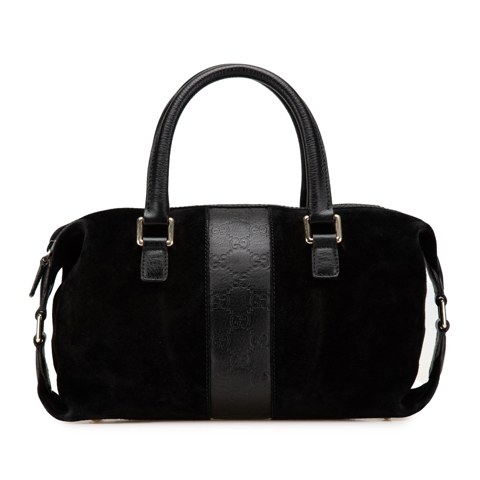 Gucci Gucci Guccissima Trimmed Suede Boston Bag Black Size ONE SIZE - 1 Thumbnail