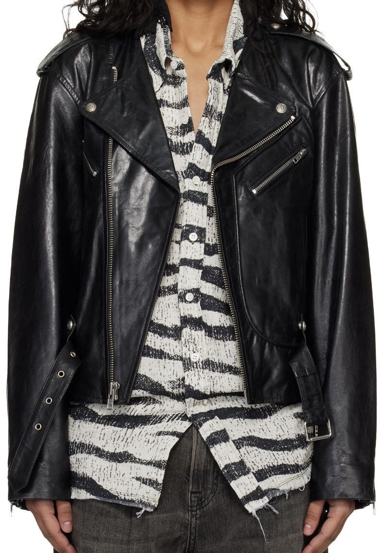R13 R13 CREWNECK DISTRESSED LEATHER MOTO JACKET - NEW WITH TAGS Size M / US 6-8 / IT 42-44 - 9 Thumbnail