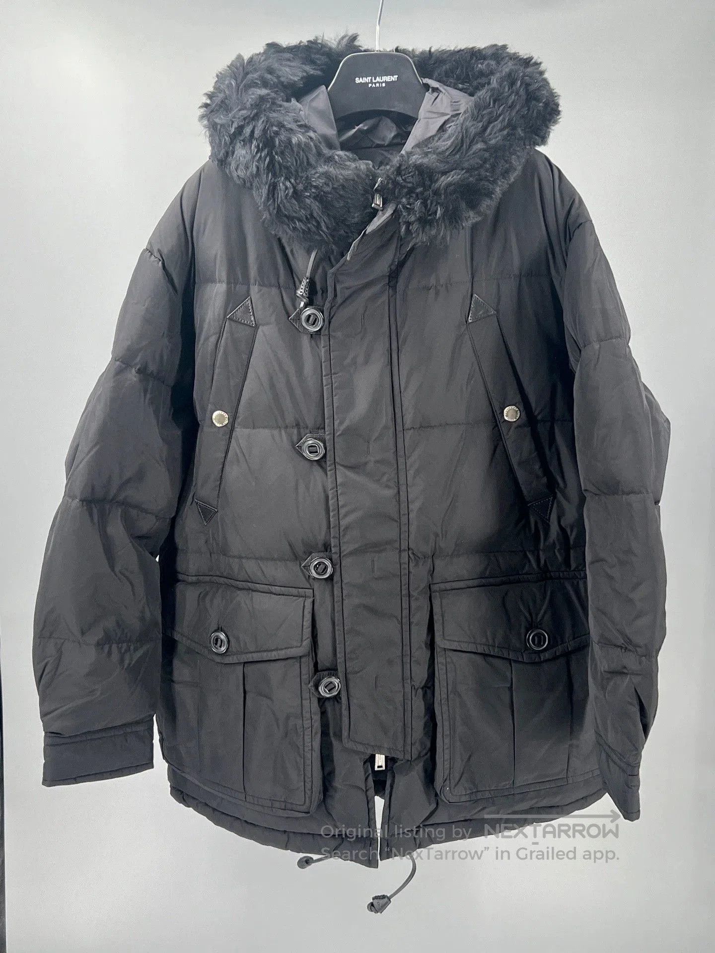 dsquared2 men's black down long coat.