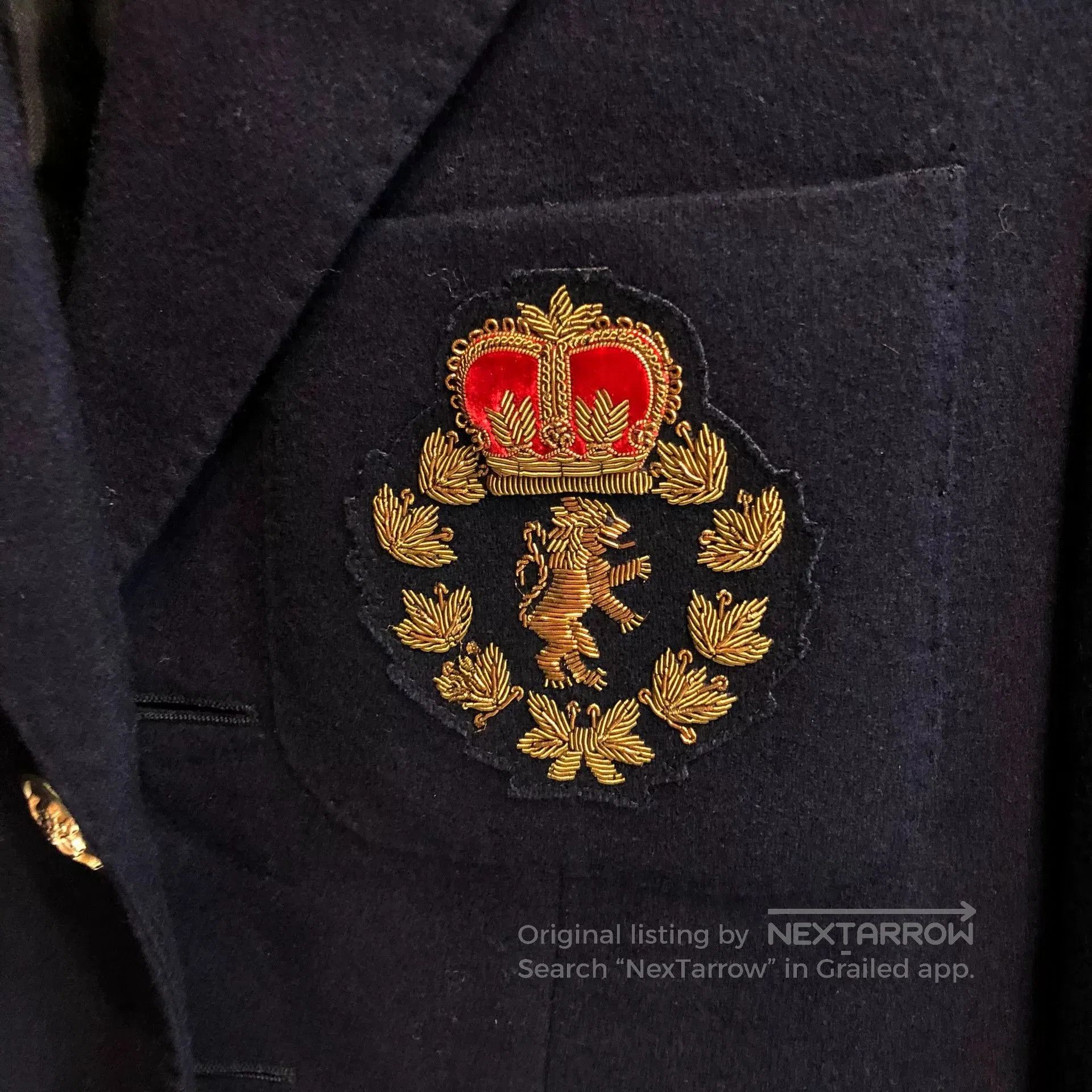 Saint Laurent Paris Saint Laurent Gold Crest Blue Blazer. Size US XS / EU 42 / 0 - 3 Thumbnail