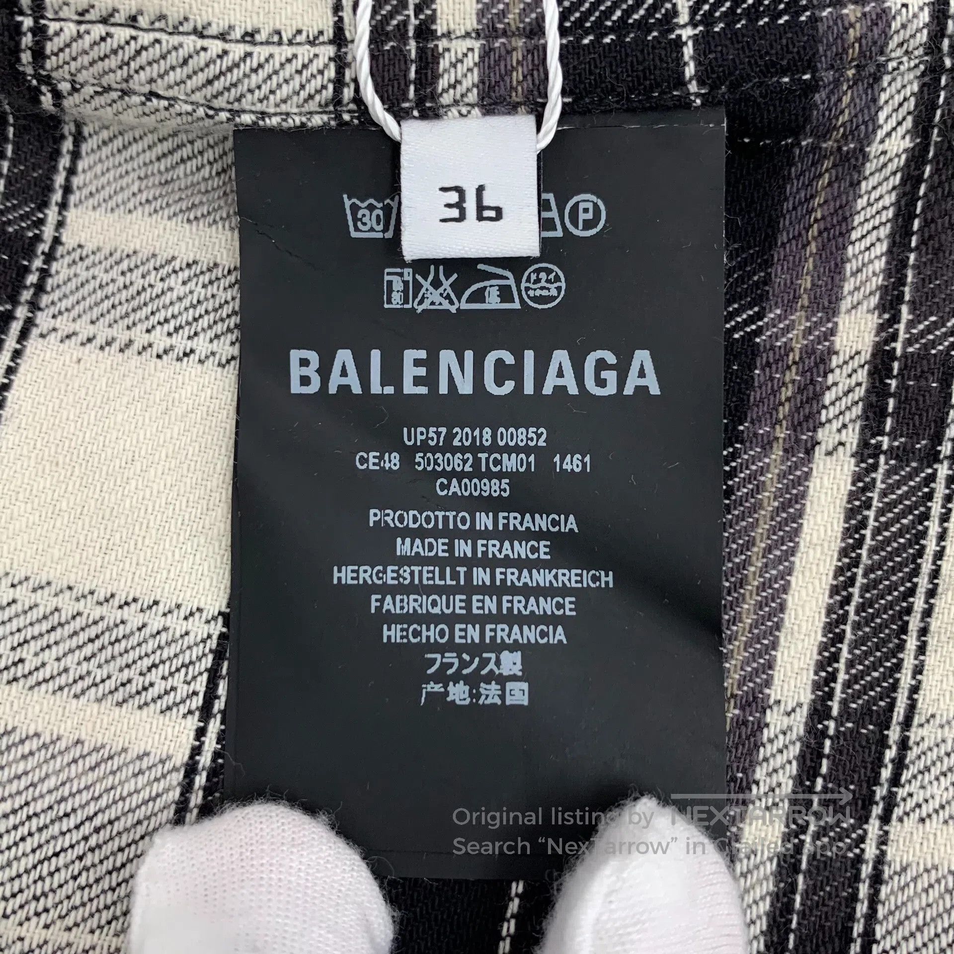 Balenciaga Balenciaga Black checkered cotton lapel long sleeve shirt| Size XS / US 0-2 / IT 36-38 - 6 Thumbnail