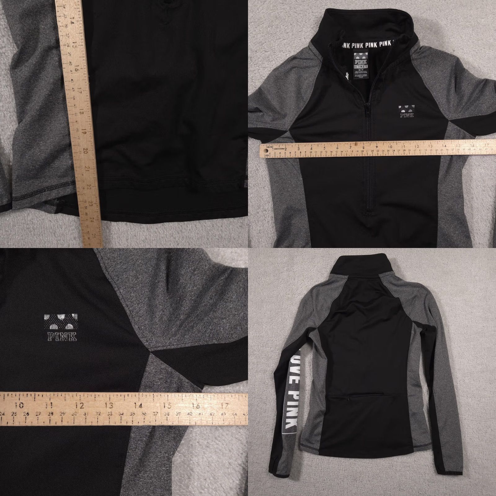 Pinko PINK Victoria's Secret Pullover Womens XS Black Ultimate Quarter Zip Love Pink Pullover Tee Shirt Hoodie? Size XS / US 0-2 / IT 36-38 - 8 Thumbnail