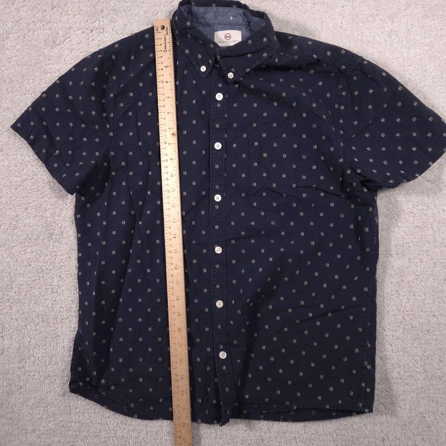 Vintage AG Adriano Goldschmied Shirt Mens M Blue Geometric Button-Down Short Sleeve Size US M / EU 48-50 / 2 - 6 Thumbnail