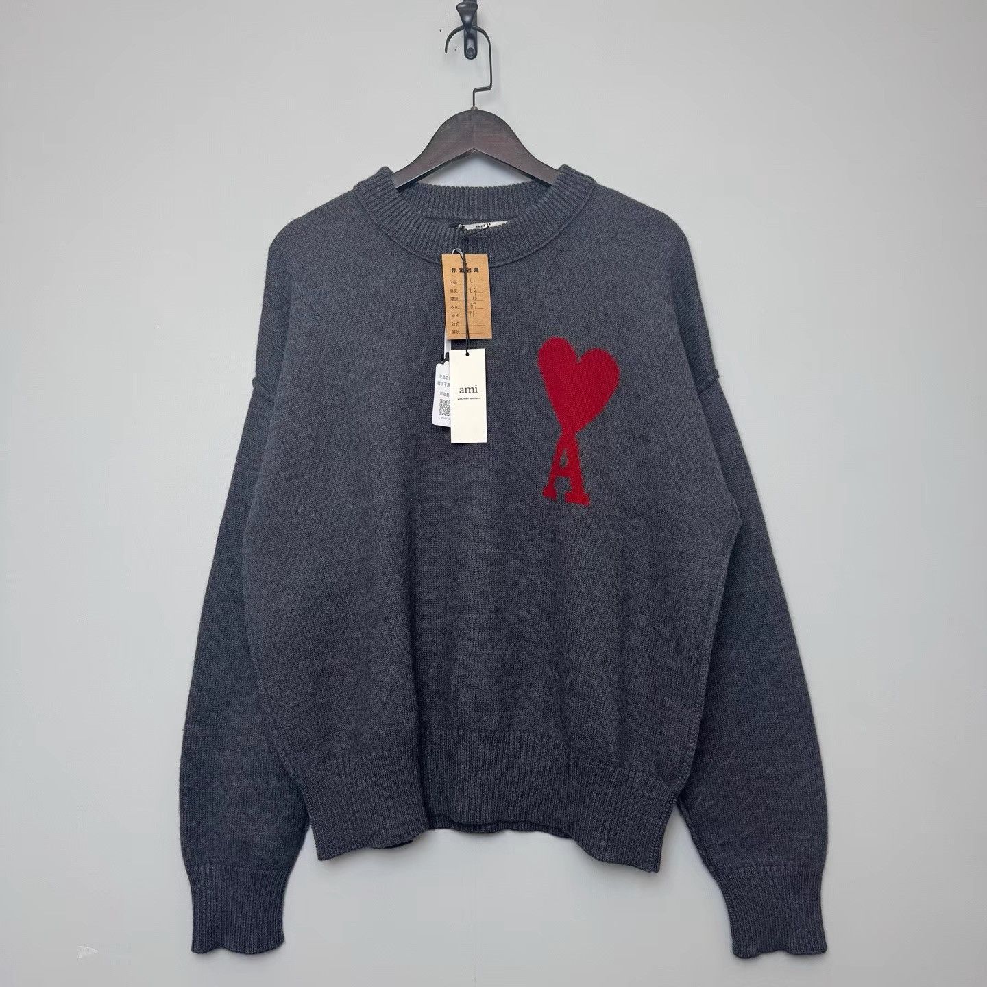 AMI AMI Grey Logo Heart Wool Pullover K36 Size US L / EU 52-54 / 3 - 1 Thumbnail