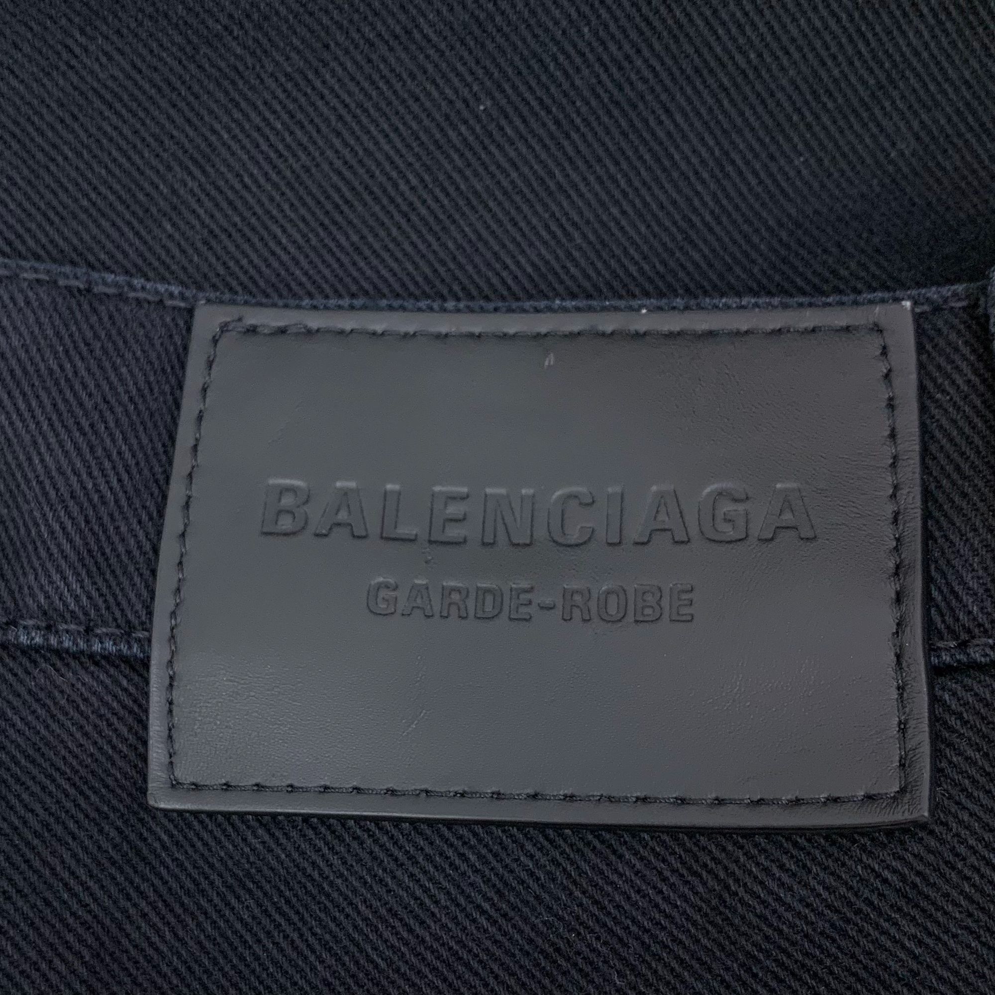 Balenciaga BALENCIAGA GARDE-ROBE Black Wide Leg Cotton Denim Trousers M Size US 31 - 4 Thumbnail