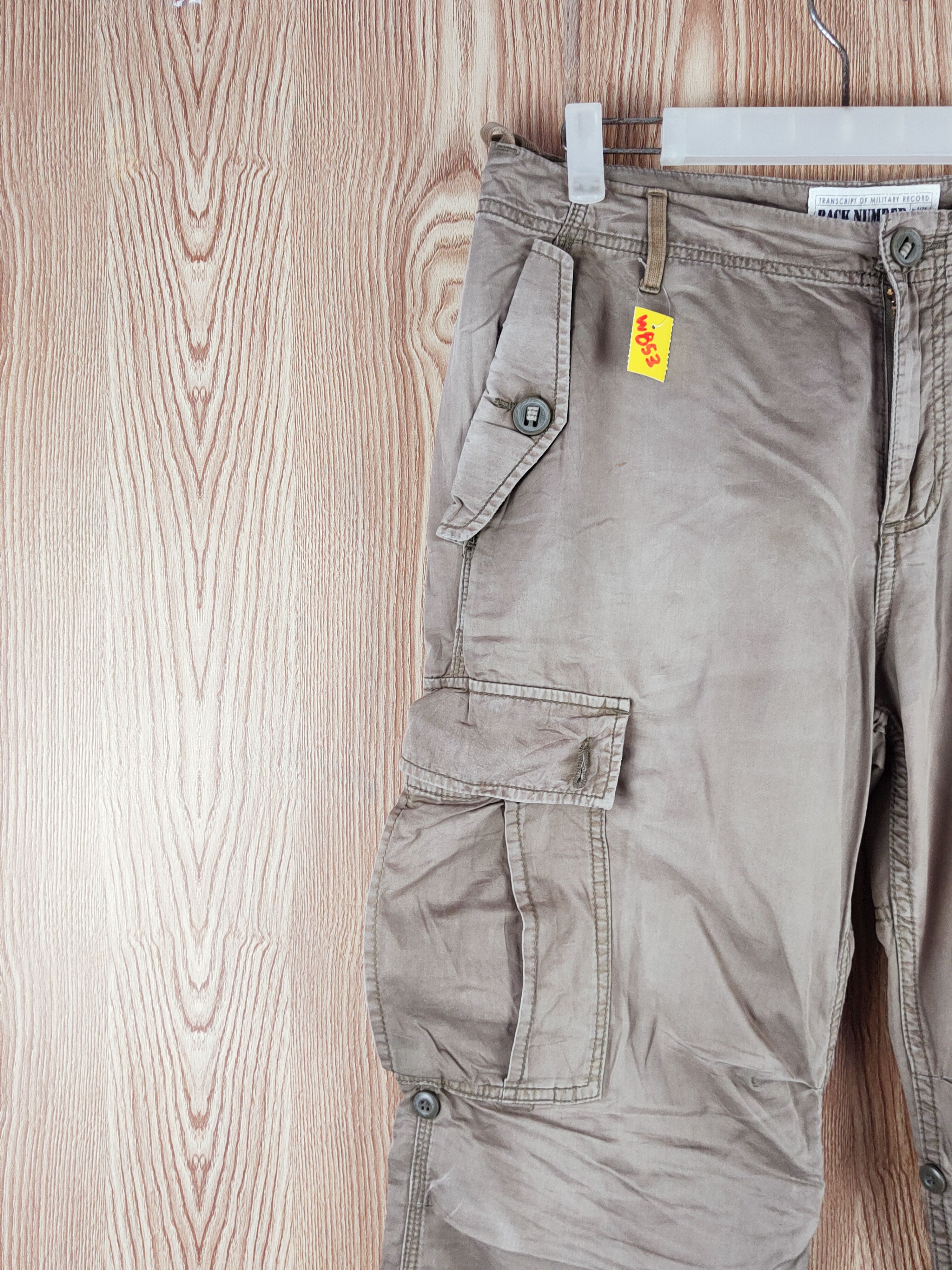 Japanese Brand Back Number Olive Faded Multipocket Cargo Pants #W853 Size US 32 / EU 48 - 3 Thumbnail