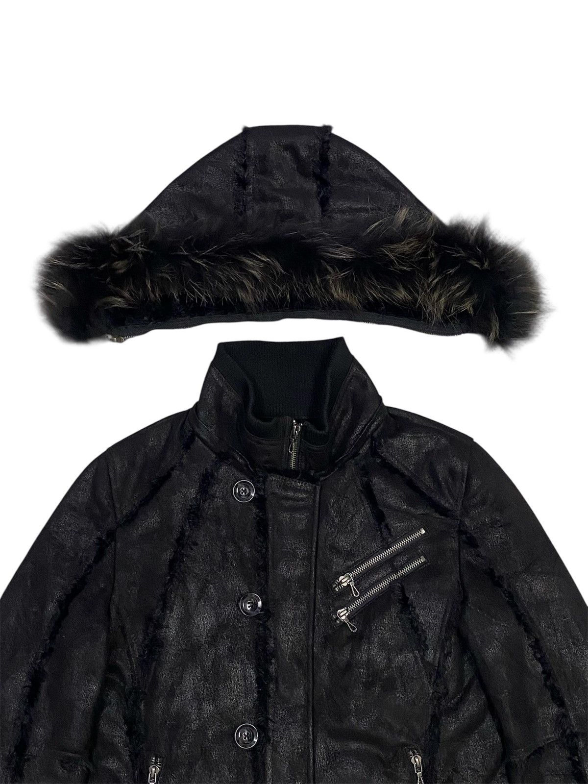 GOSTAR DE FUGA Fuga Waxed Faux Fur Suede Cotton Hoodie Jacket Size M / US 6-8 / IT 42-44 - 8 Thumbnail