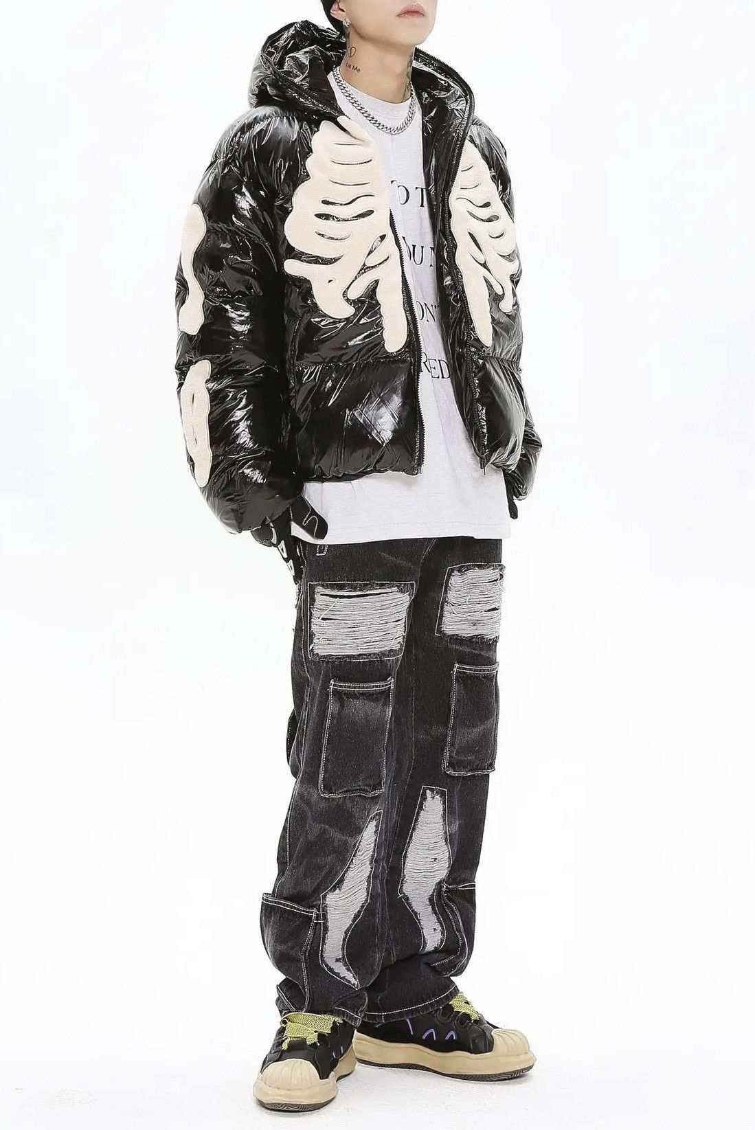 Japanese Brand Skeleton Puffer Jacket Gothic Rock Punk Size US L / EU 52-54 / 3 - 5 Thumbnail