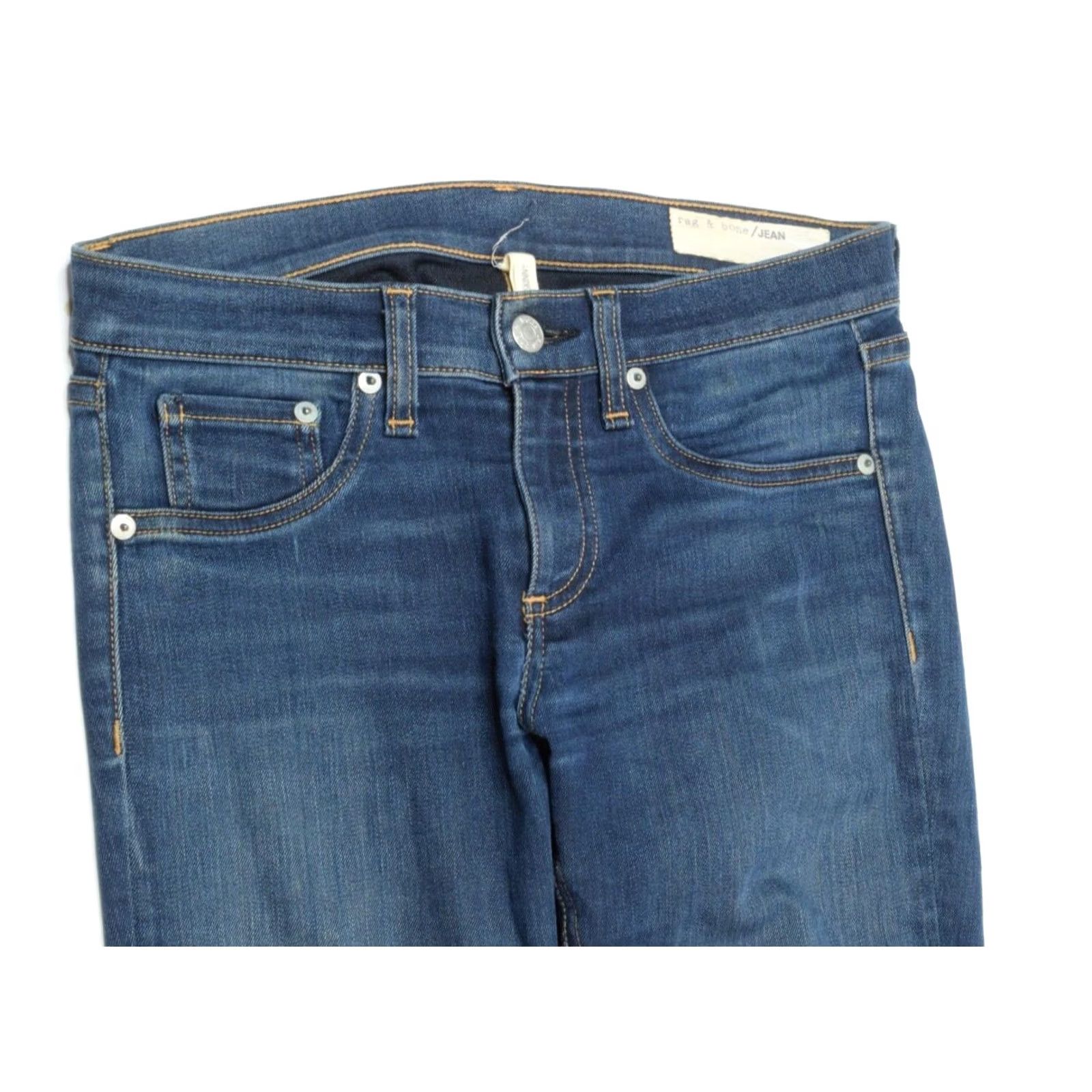 Rag & Bone rag & bone Cate Skinny Jeans Bedford Blue Mid-Rise Cotton Stretch Women 26 Jeans Slim Knitable RIP Repair Size 26" / US 2 / IT 38 - 2 Thumbnail