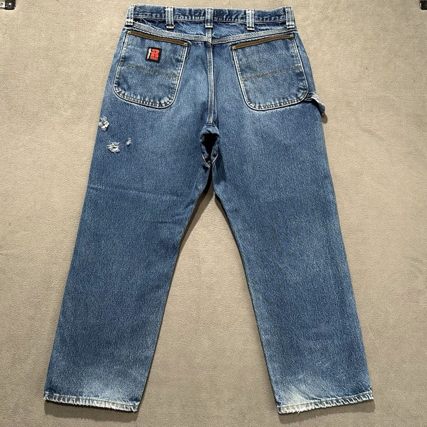Wrangler Wrangler RIGGS Workwear Jeans Mens 36x30 Blue Relaxed Straight Carpenter Denim Jeans Size US 36 / EU 52 - 2 Thumbnail