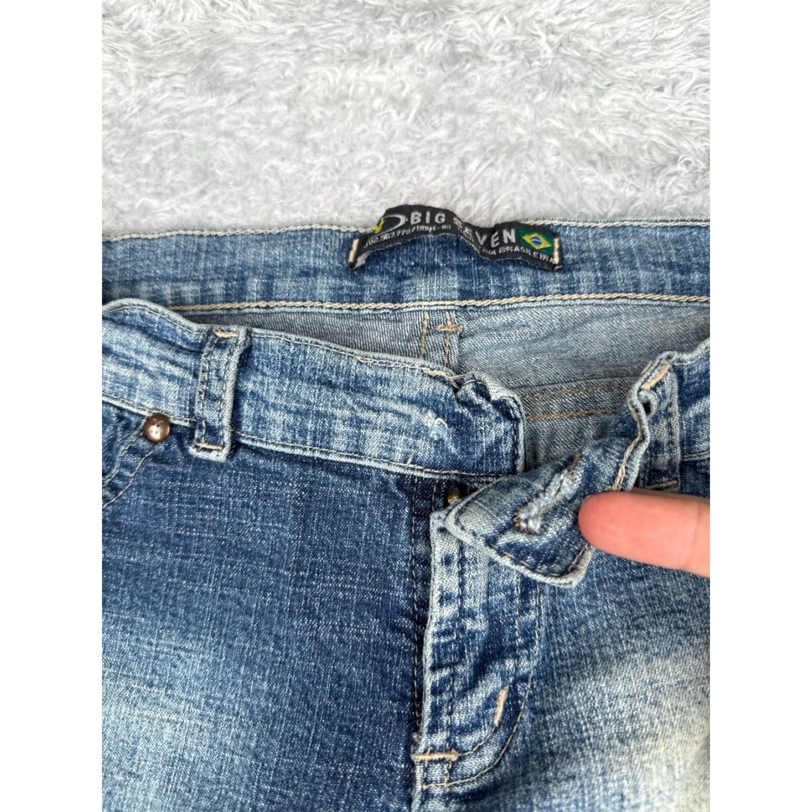 Vintage Big Seven Jeans Womens Flared Jeans 24 Blue Denim Distressed Low Rise 24x32 US Party Vintage: No Size 42" / US 20 - 6 Thumbnail