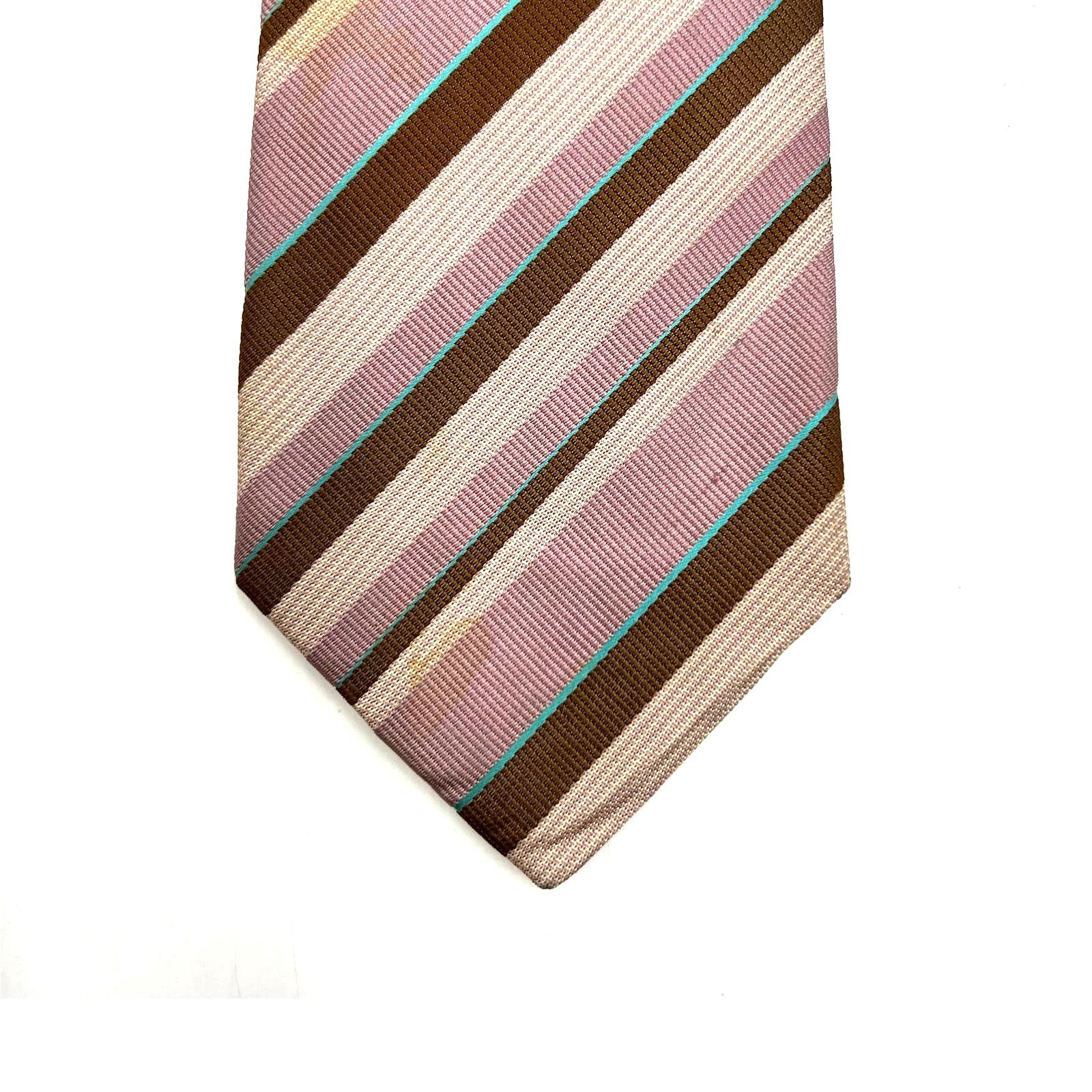 Bergdorf Goodman Bergdorf Goodman Silk TIe Stripes Lavender Brown Vintage Size ONE SIZE - 1 Thumbnail