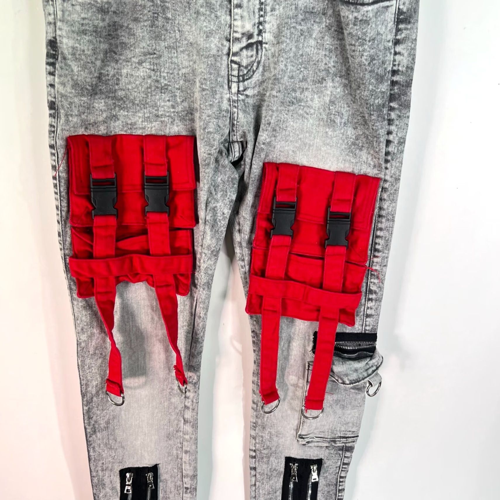 Denime VINTAGE Focus Jeans Cargo Denim Mens Size 32 Gray Acid Wash Skinny 32X34 City Style Mens Size US 32 / EU 48 - 3 Thumbnail
