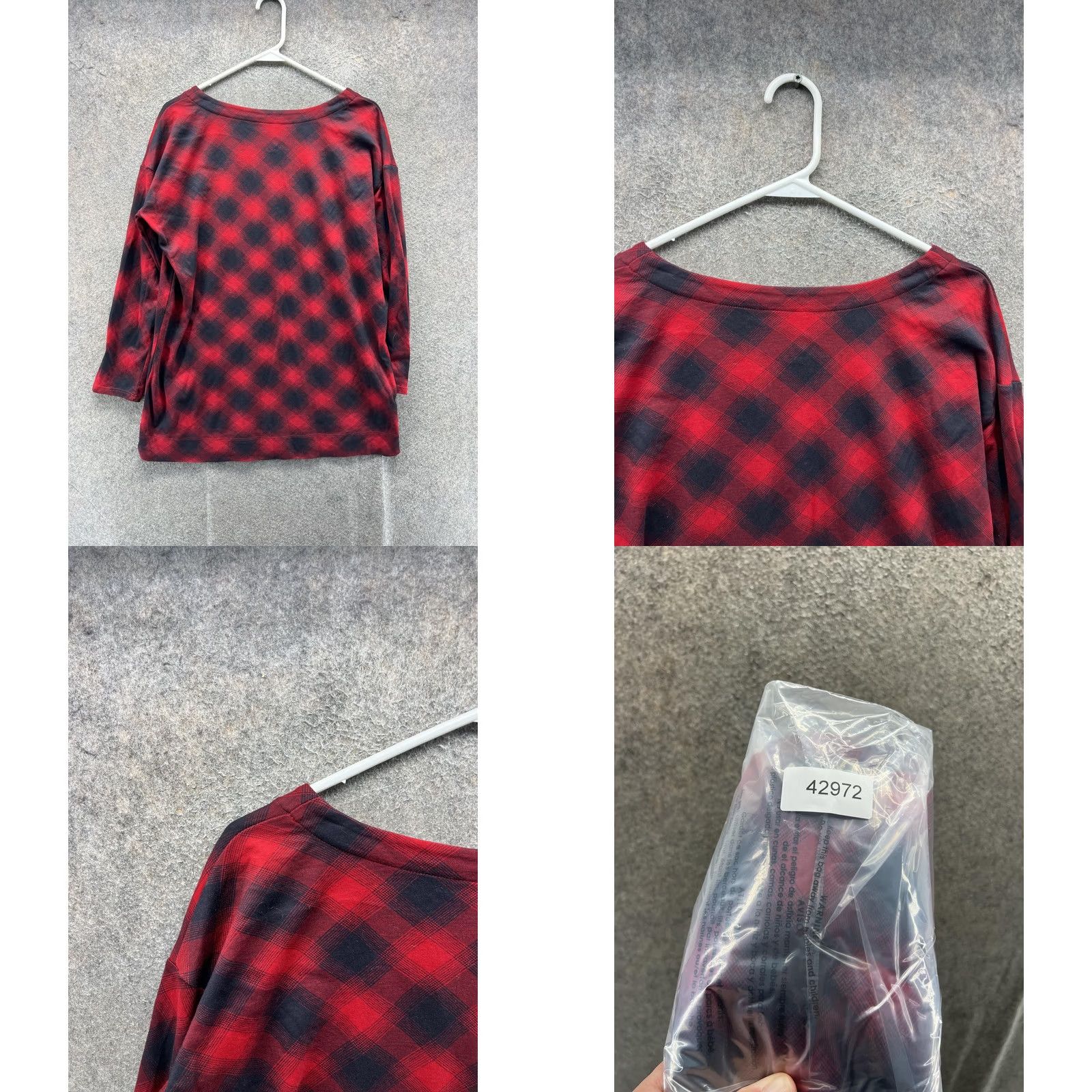 J. Jill J. Jill Shirt Womens M Red Plaid Scoop Neck 3/4 Sleeve Tunic Top Size M / US 6-8 / IT 42-44 - 8 Thumbnail