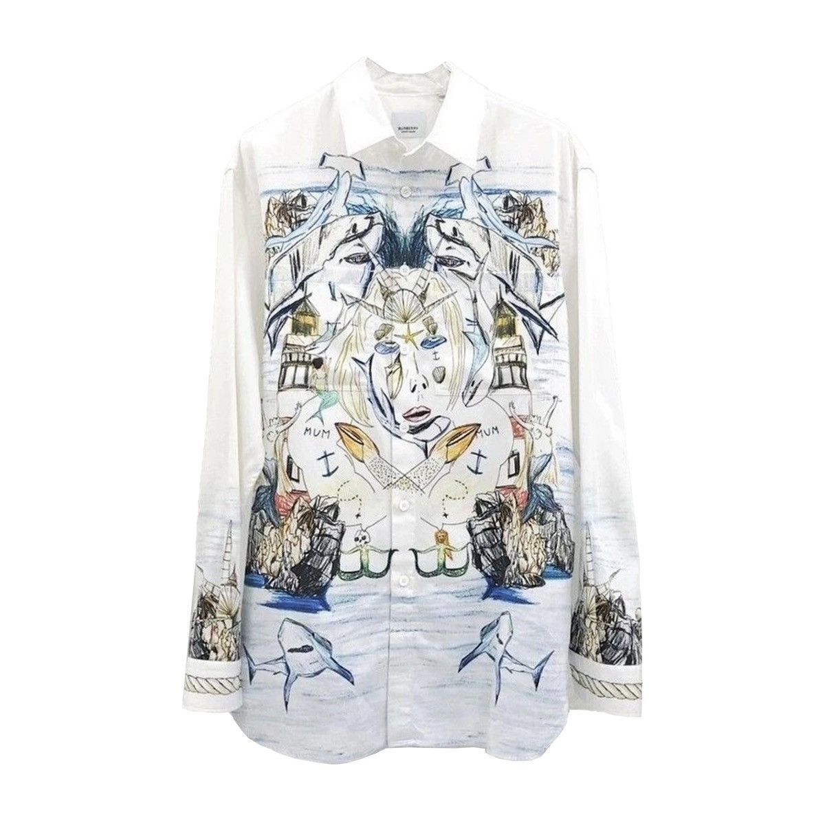 Burberry Burberry 21SS Sea World Sketch Portrait Print Shirt Size US L / EU 52-54 / 3 - 6 Thumbnail
