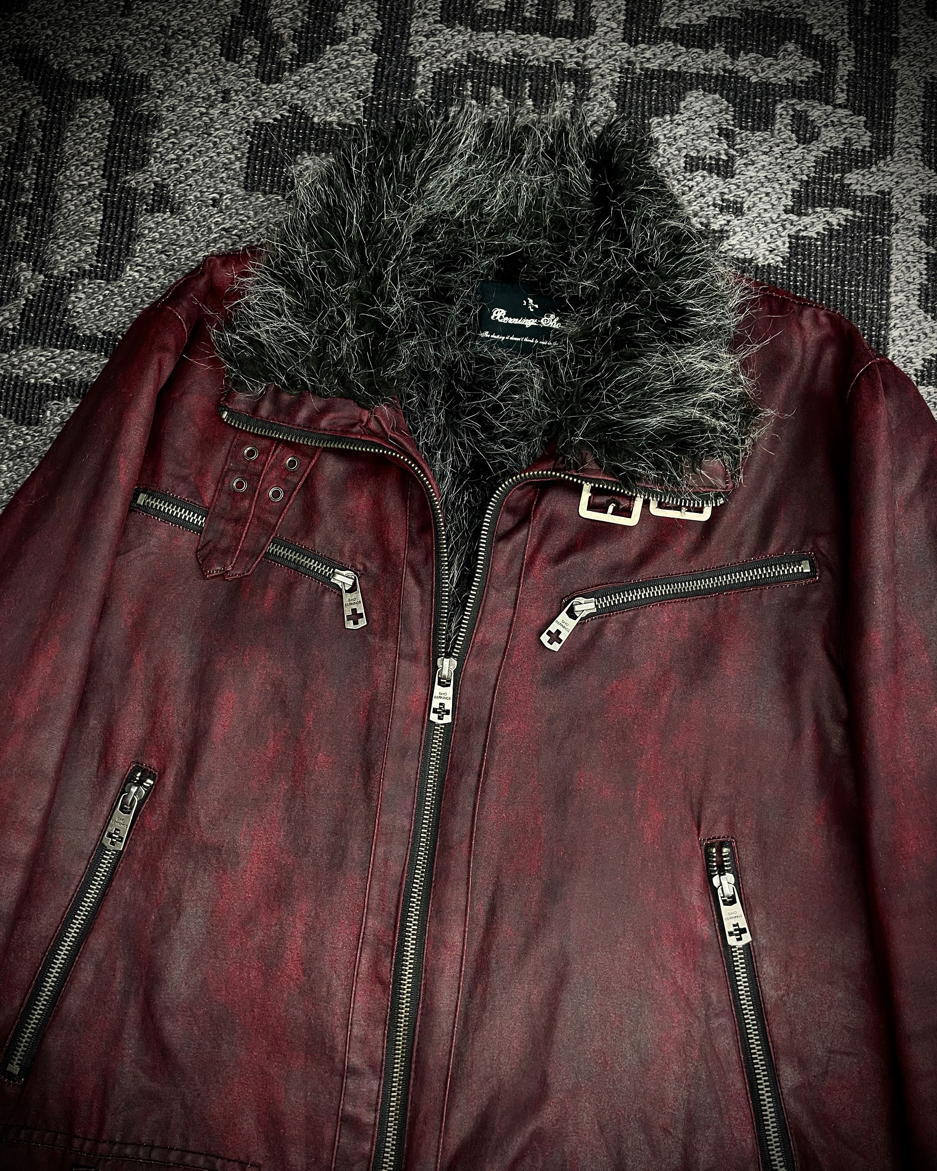 BERNINGS SHO Bernings Sho Deep Red Coated Faux Fur Jacket Size US M / EU 48-50 / 2 - 4 Thumbnail