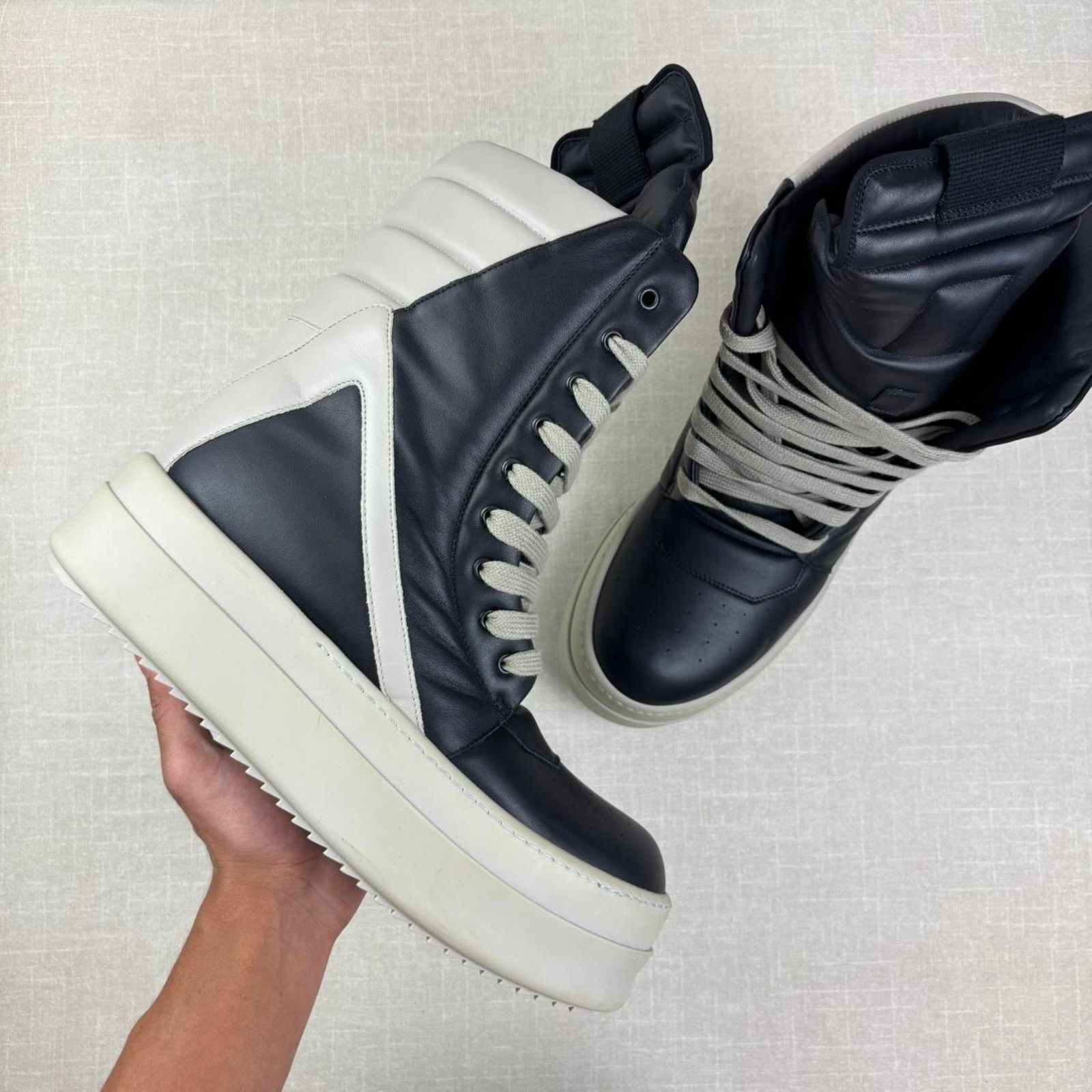 Rick Owens Rick Owens Porterville Mega Geobasket “Black Pearl” 12M Size US 12 / EU 45 - 1 Thumbnail