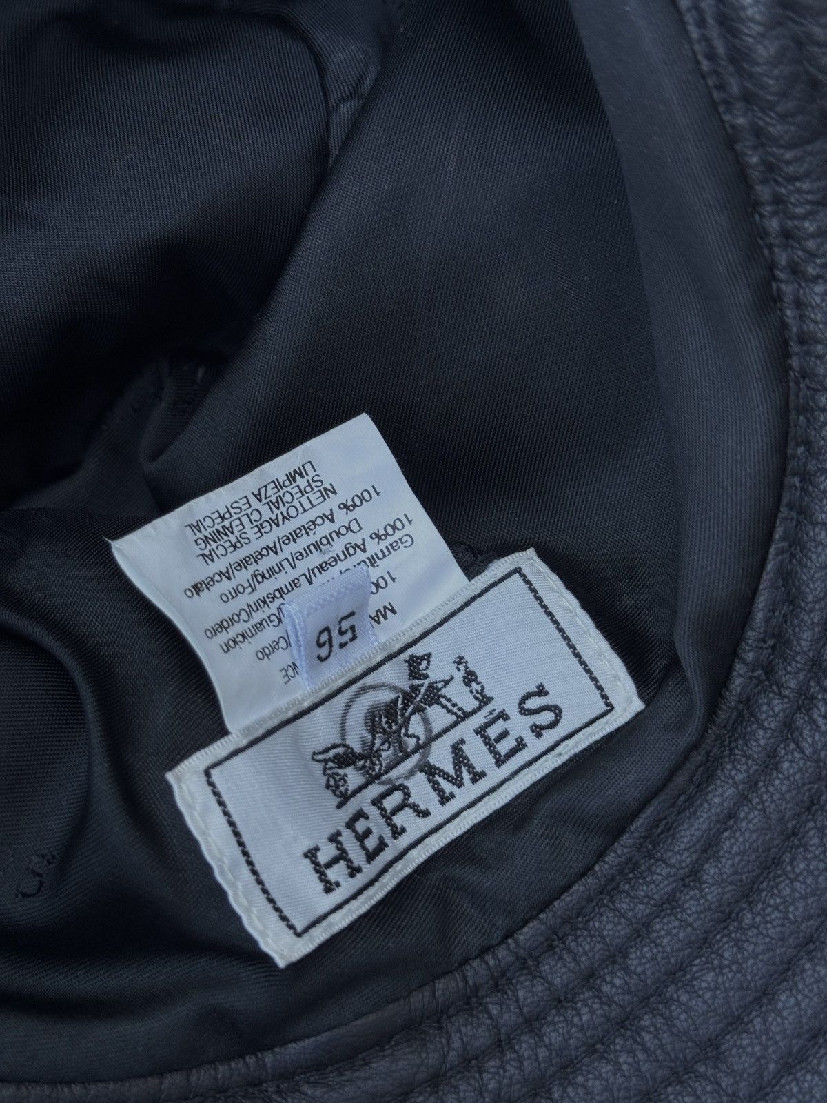 Hermes Deer Leather & Lamb Shearling Bucket Hat by Hermes Size ONE SIZE - 7 Thumbnail