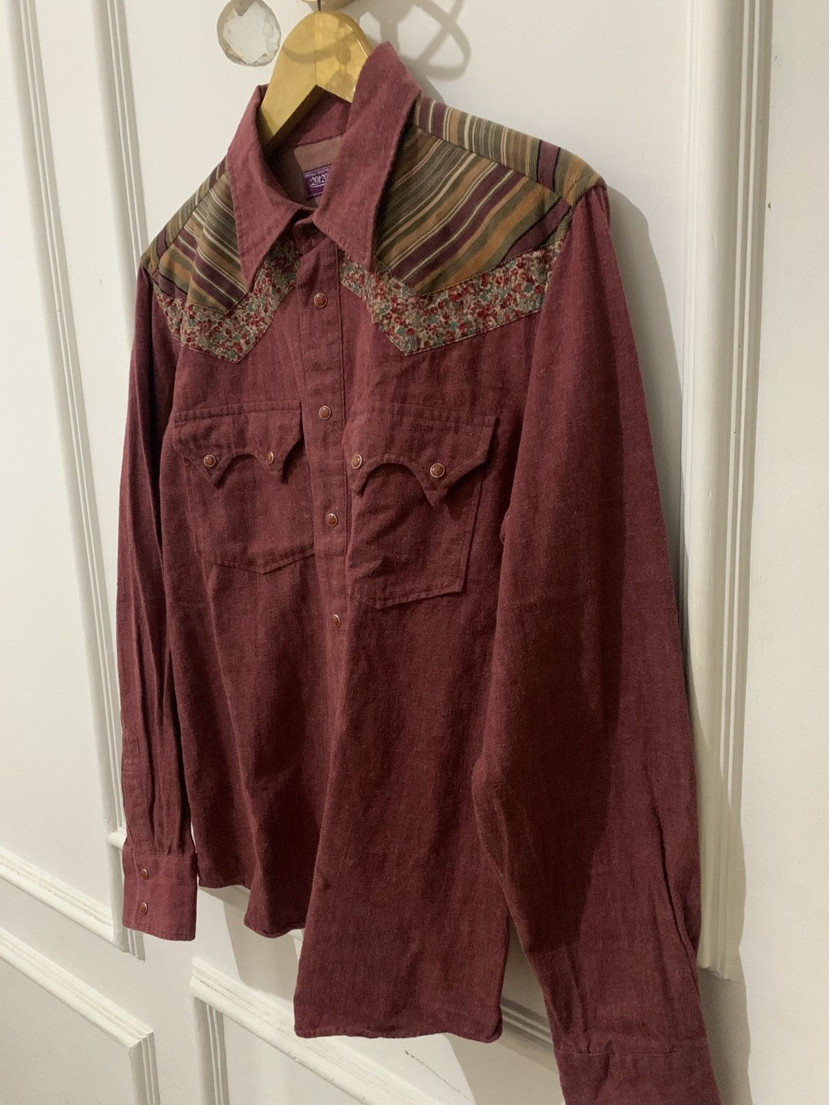 291295=Homme 291295＝HOMME • Floral Western Cowboy Shirt Harajuku Style Size M / US 6-8 / IT 42-44 - 2 Thumbnail