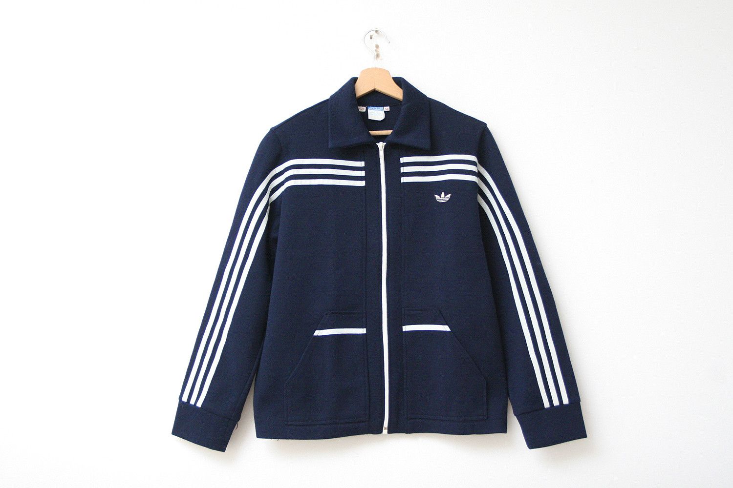 Adidas Vintage 60s 70s Adidas West Germany Knit Jacket Track Top Size US M / EU 48-50 / 2 - 1 Thumbnail