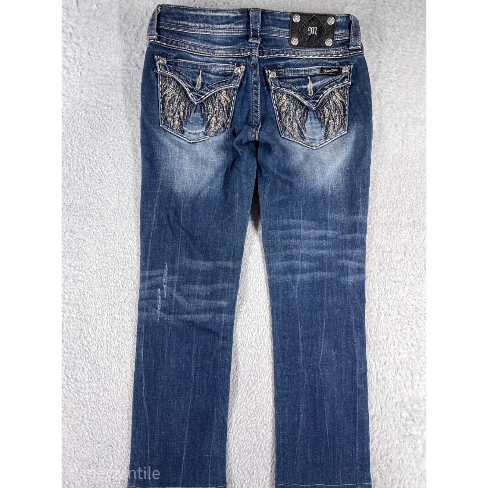 Miss Me Miss Me Jeans Women 26 Blue Denim Straight Leg Embellished Bling JE5616T4R Size 26" / US 2 / IT 38 - 2 Thumbnail