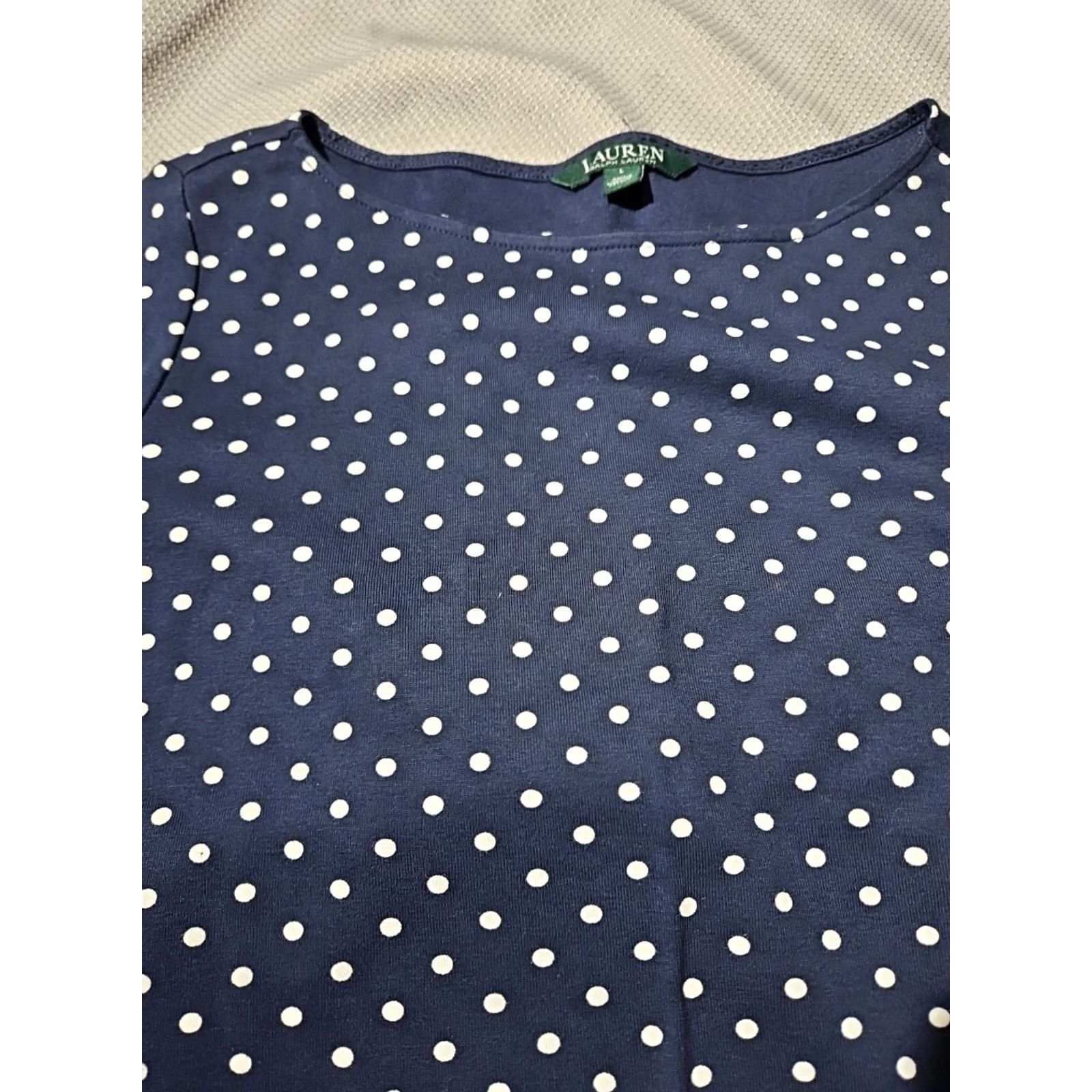 Ralph Lauren Lauren Ralph Lauren Shirt Womens Large Blue Polka Dots Bell Sleeve Ruffle Preppy Size L / US 10 / IT 46 - 5 Thumbnail