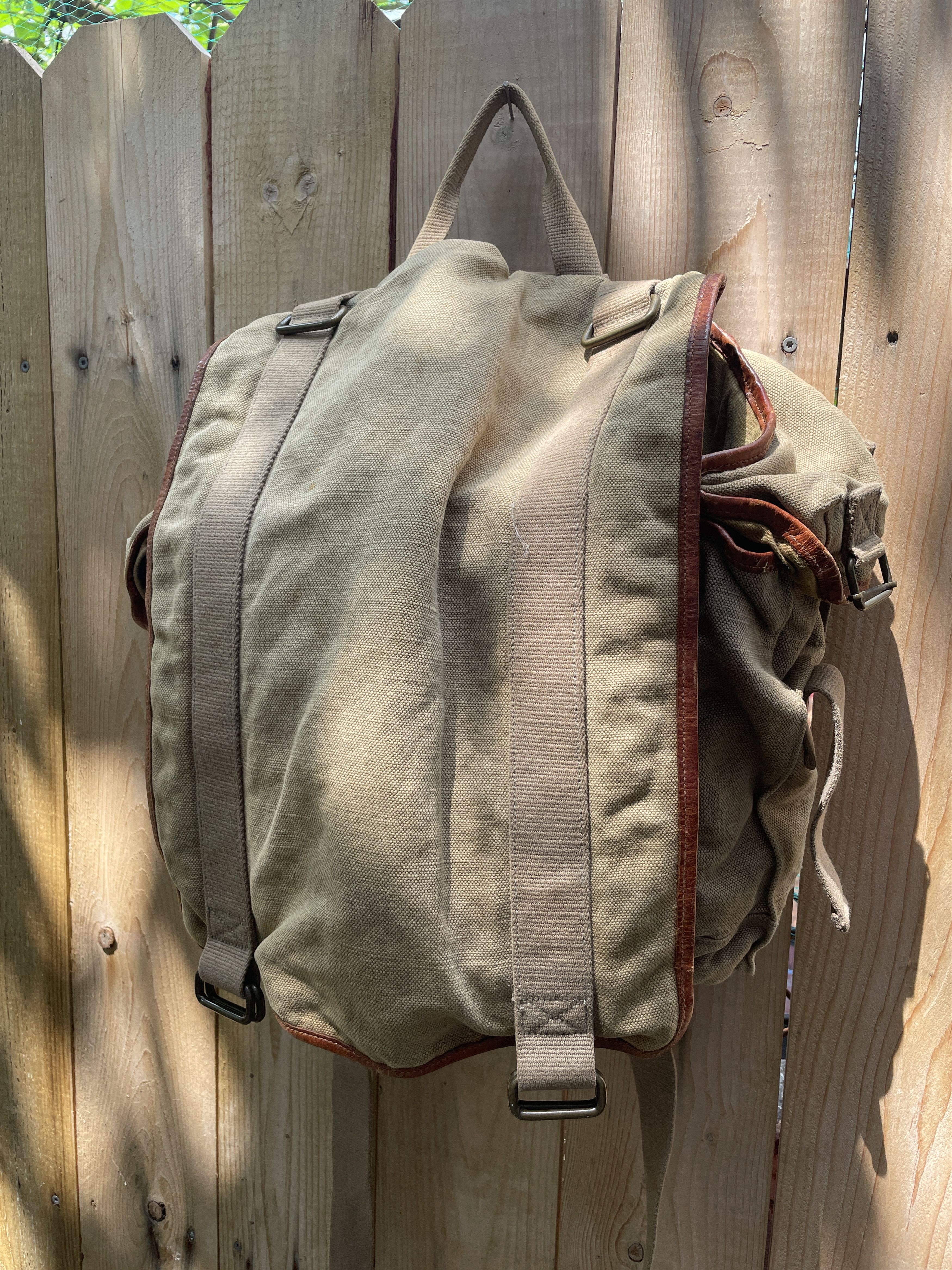 Lucky Brand Military Heavy Canvas and Leather Rucksack Lucky Brand Size ONE SIZE - 3 Thumbnail