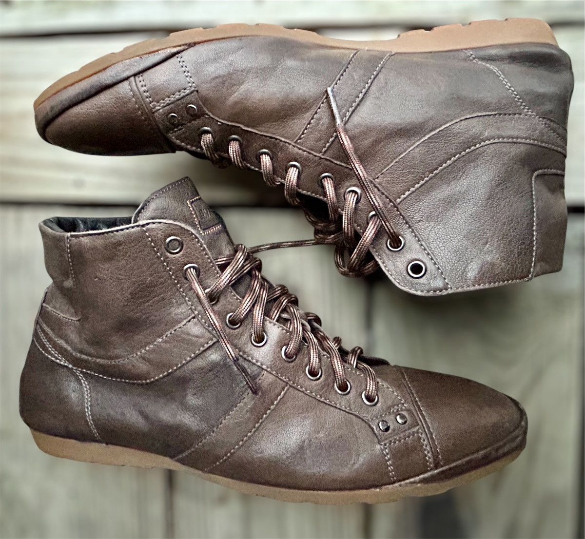 Branded Leather × Hugo Boss Hugo Boss Leather Lace-Up Boots size 43 Made in Italy Size US 10 / EU 43 - 5 Thumbnail