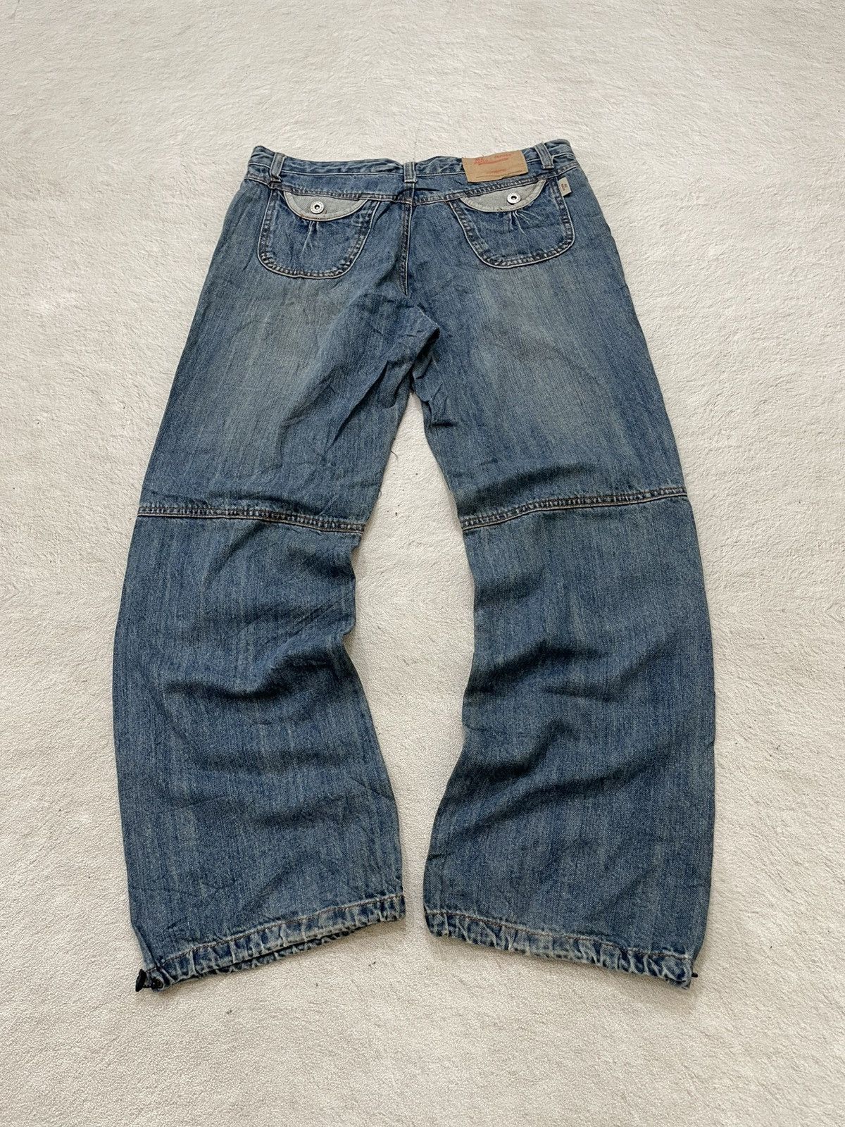 Japanese Brand 2000s Marzo Japanese Denim Dirty Washed Cargo Jeans Y2K Size US 32 / EU 48 - 7 Thumbnail