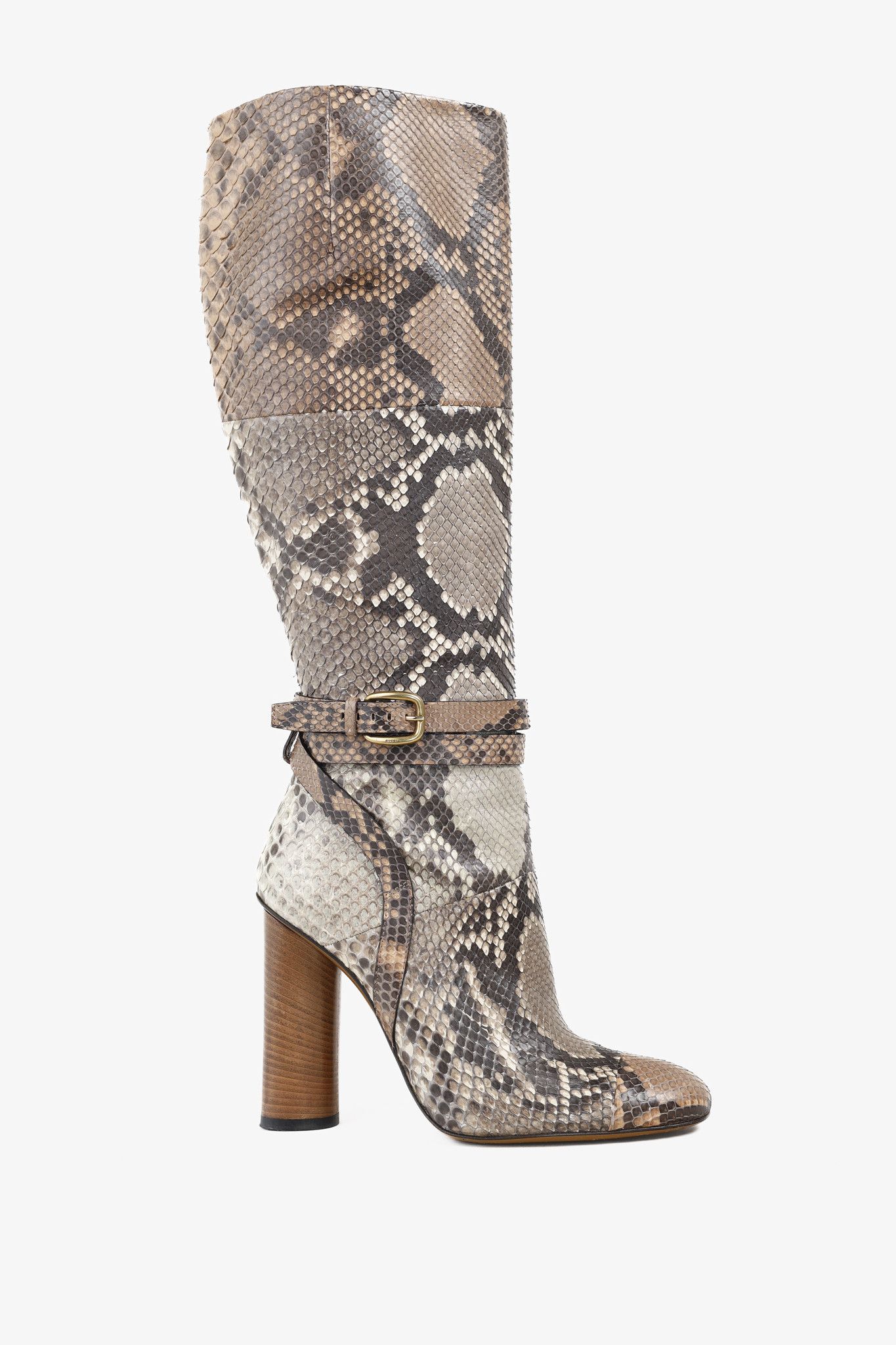Gucci Gucci SS/15 Runway Python Buckled Knee-High Boots Size US 9 / IT 39 - 1 Thumbnail