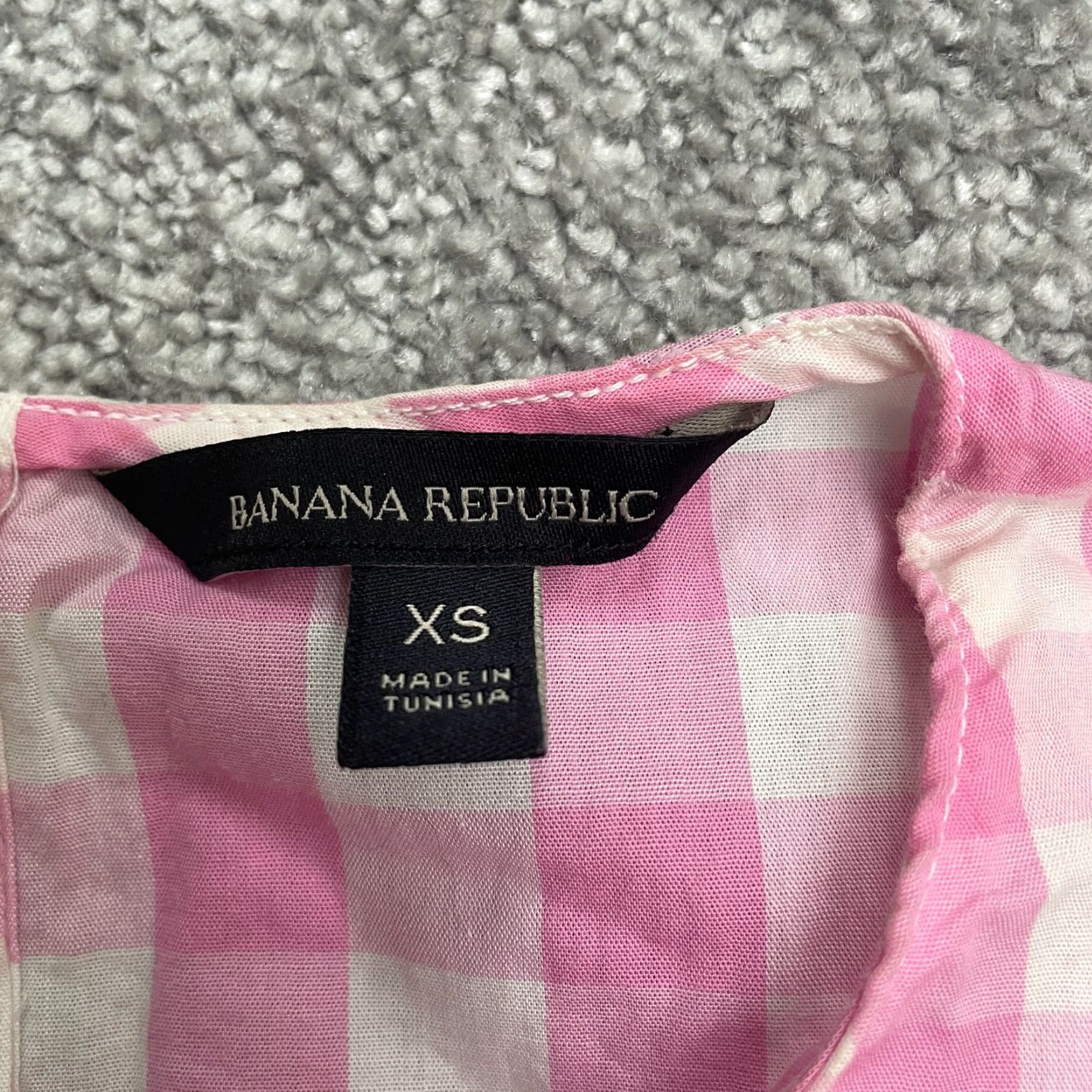 Banana Republic Banana Republic Blouse Womens XS Pink White Check Tie Sleeve Back Button Casual Size XS / US 0-2 / IT 36-38 - 5 Thumbnail