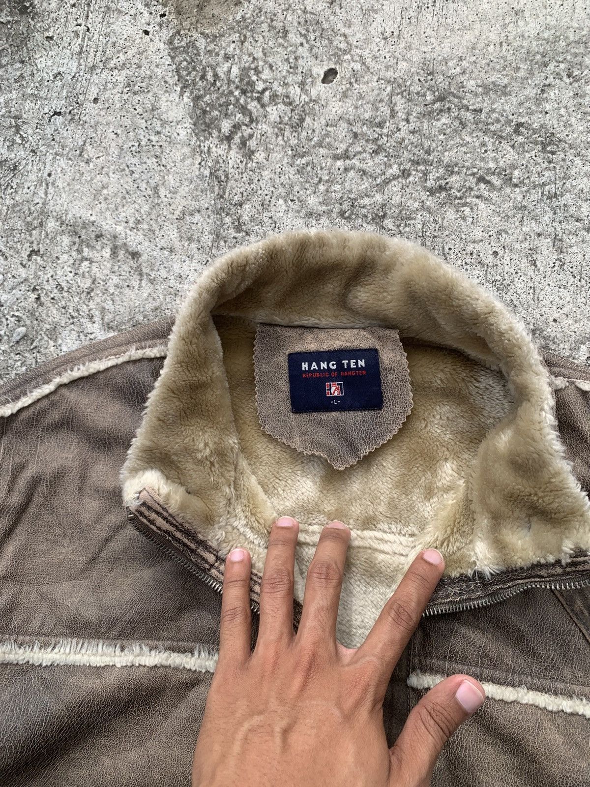 Hang Ten Hang Ten Leather Fur Jacket Size US L / EU 52-54 / 3 - 6 Thumbnail